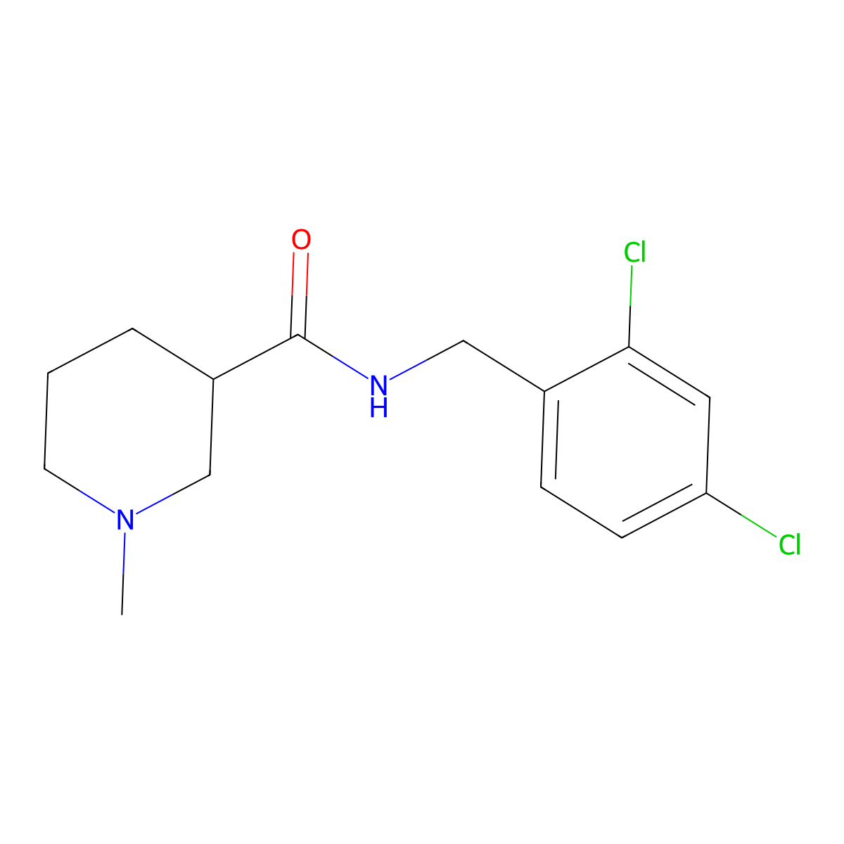 N-(2,4-dichlorobenzyl)-1-methylpiperidine-3-carboxamide molecular structure, CAS 1242839-21-9