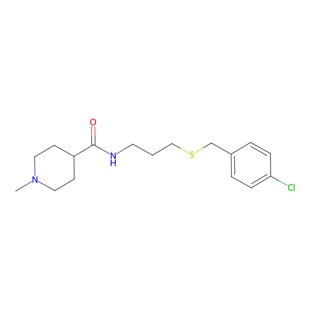 N-{3-[(4-chlorobenzyl)sulfanyl]propyl}-1-methylpiperidine-4-carboxamide molecular structure, CAS 1242839-53-7