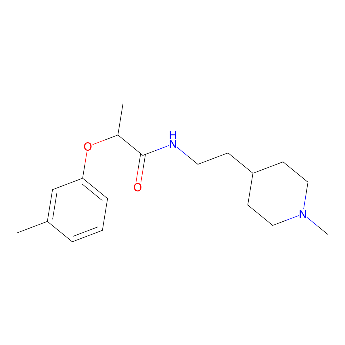 2-(3-methylphenoxy)-N-[2-(1-methylpiperidin-4-yl)ethyl]propanamide molecular structure, CAS 1242839-62-8