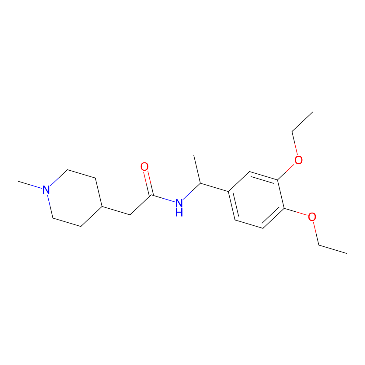 N-[1-(3,4-diethoxyphenyl)ethyl]-2-(1-methylpiperidin-4-yl)acetamide molecular structure, CAS 1242841-71-9