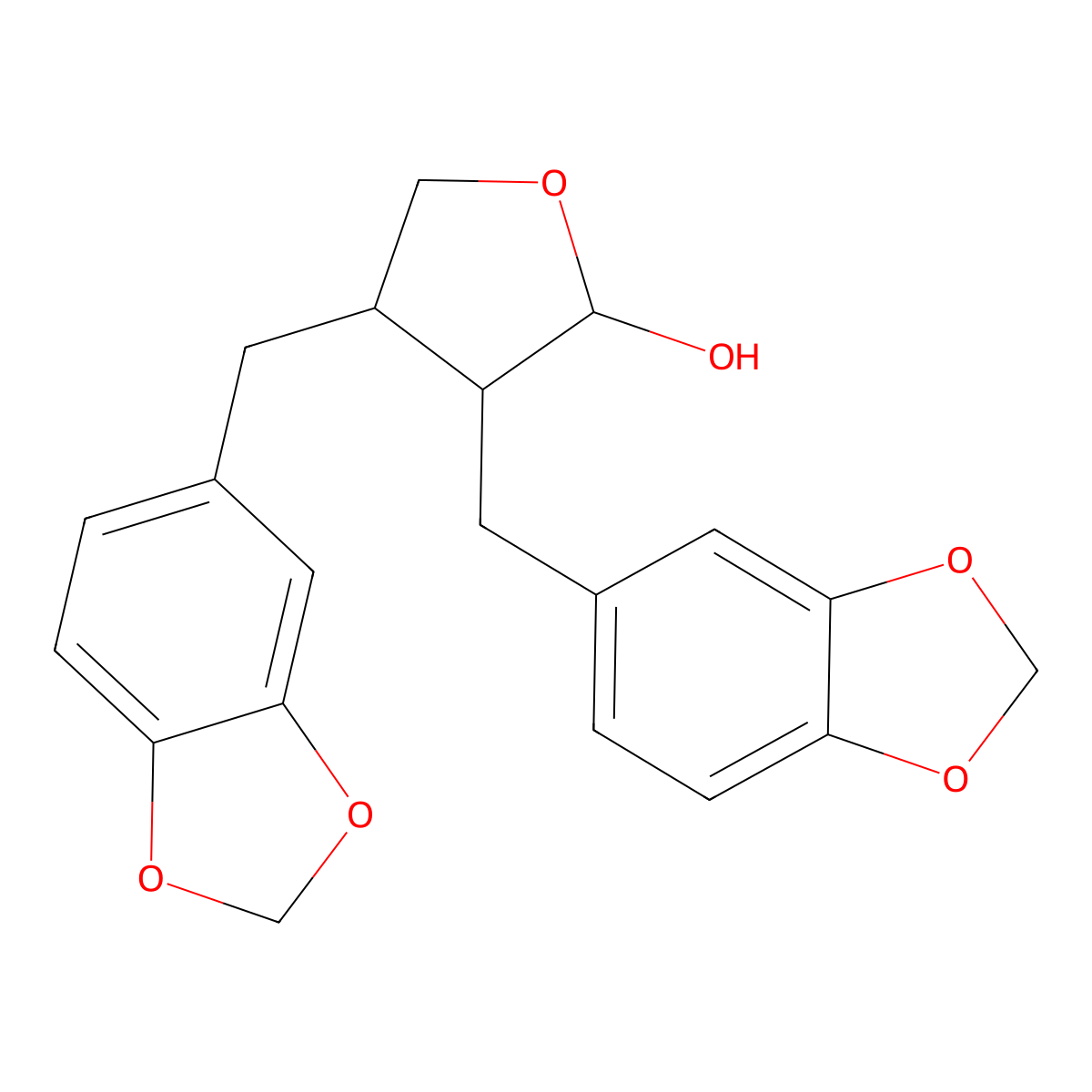 Tetrahydro-3,4-dipiperonylfuran-2-ol molecular structure, CAS 1242843-00-0