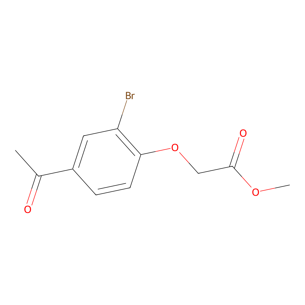Methyl 2-(4-acetyl-2-bromophenoxy)acetate molecular structure, CAS 1242846-63-4