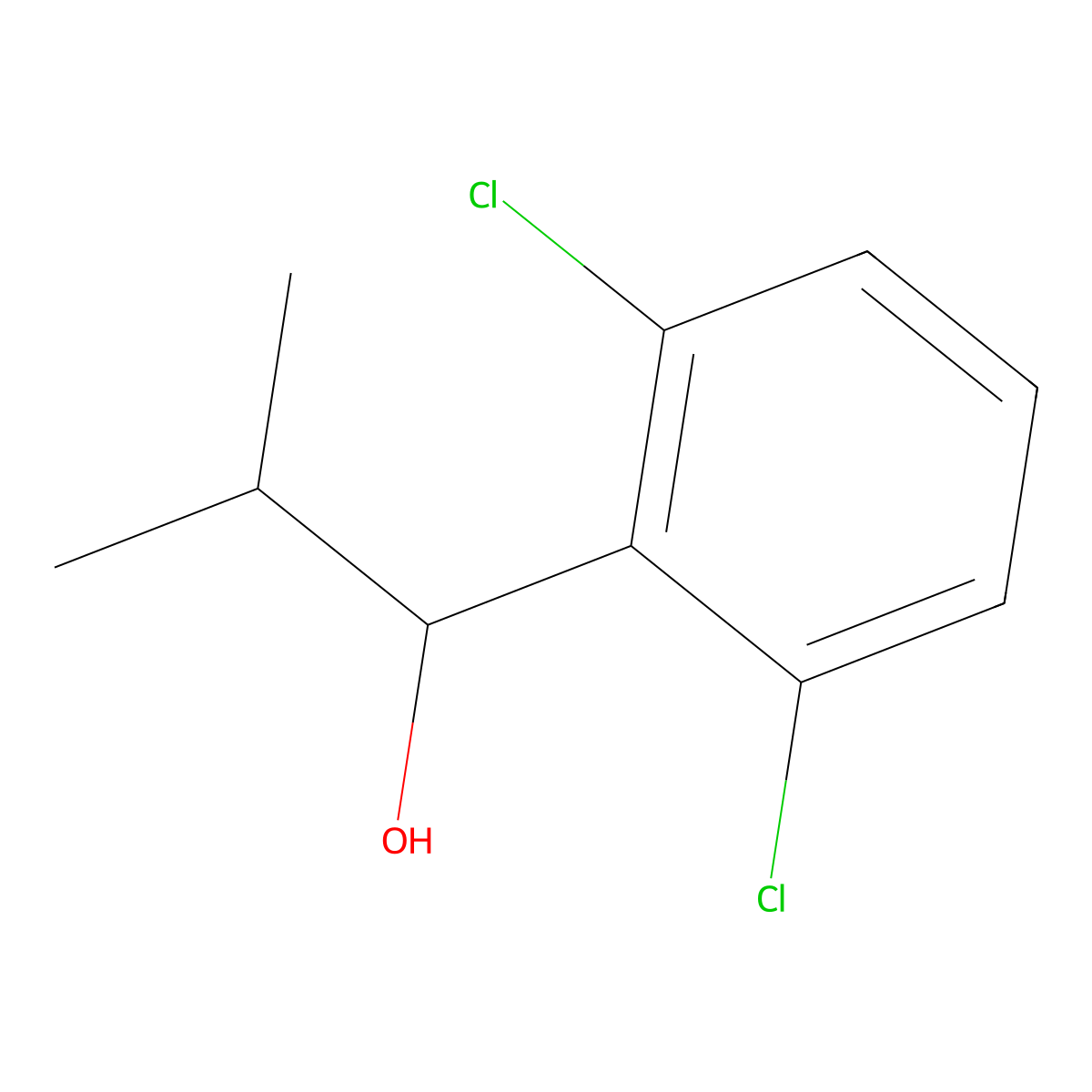 1-(2,6-Dichlorophenyl)-2-methylpropan-1-ol molecular structure, CAS 124285-91-2