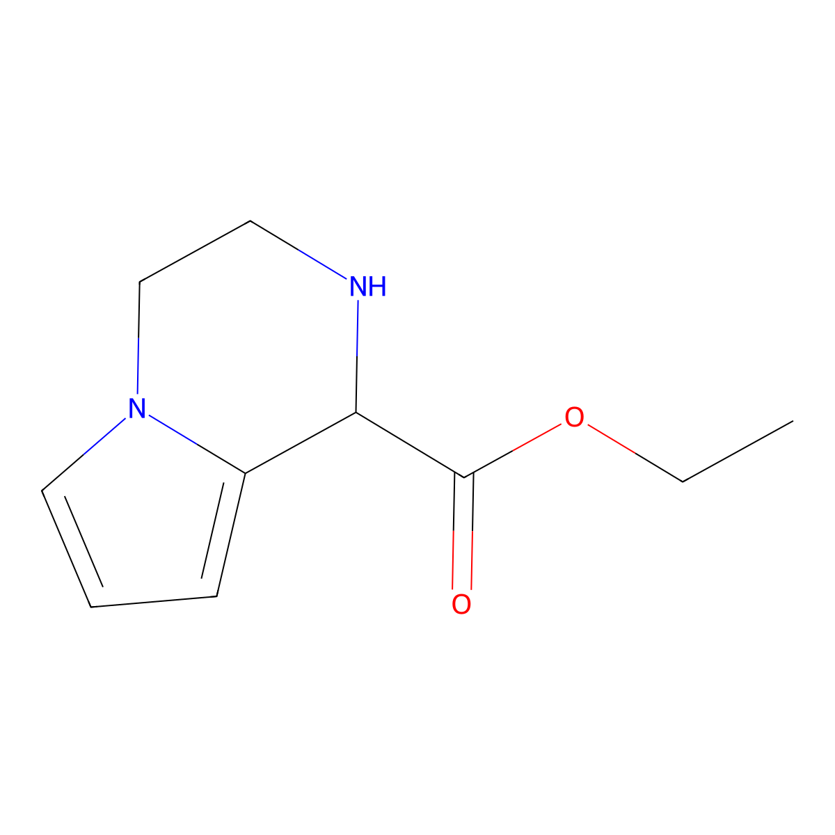 Ethyl 1,2,3,4-tetrahydropyrrolo[1,2-a]pyrazine-1-carboxylate molecular structure, CAS 1242850-22-1