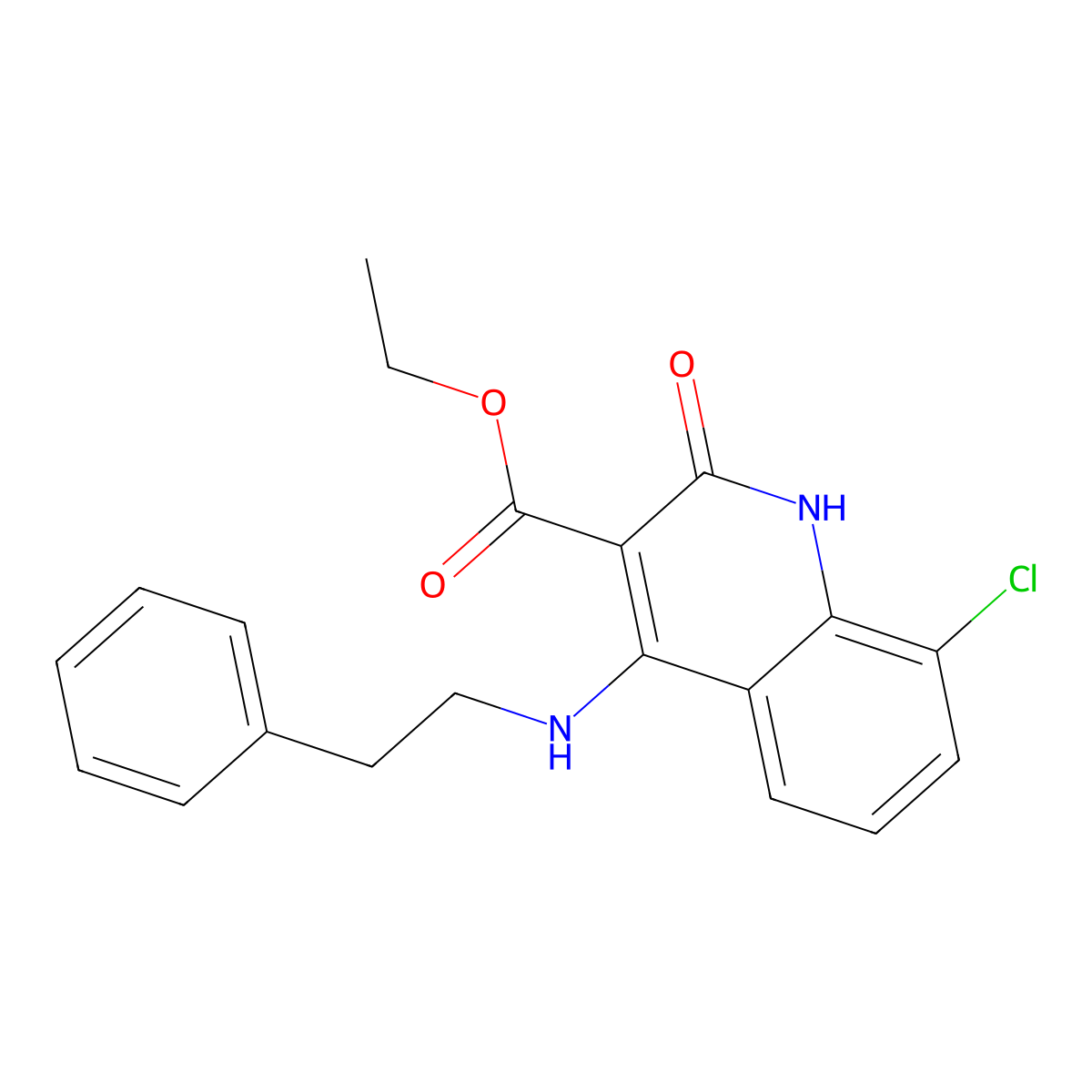 Ethyl 8-chloro-2-oxo-4-(phenethylamino)-1,2-dihydroquinoline-3-carboxylate molecular structure, CAS 1242854-90-5
