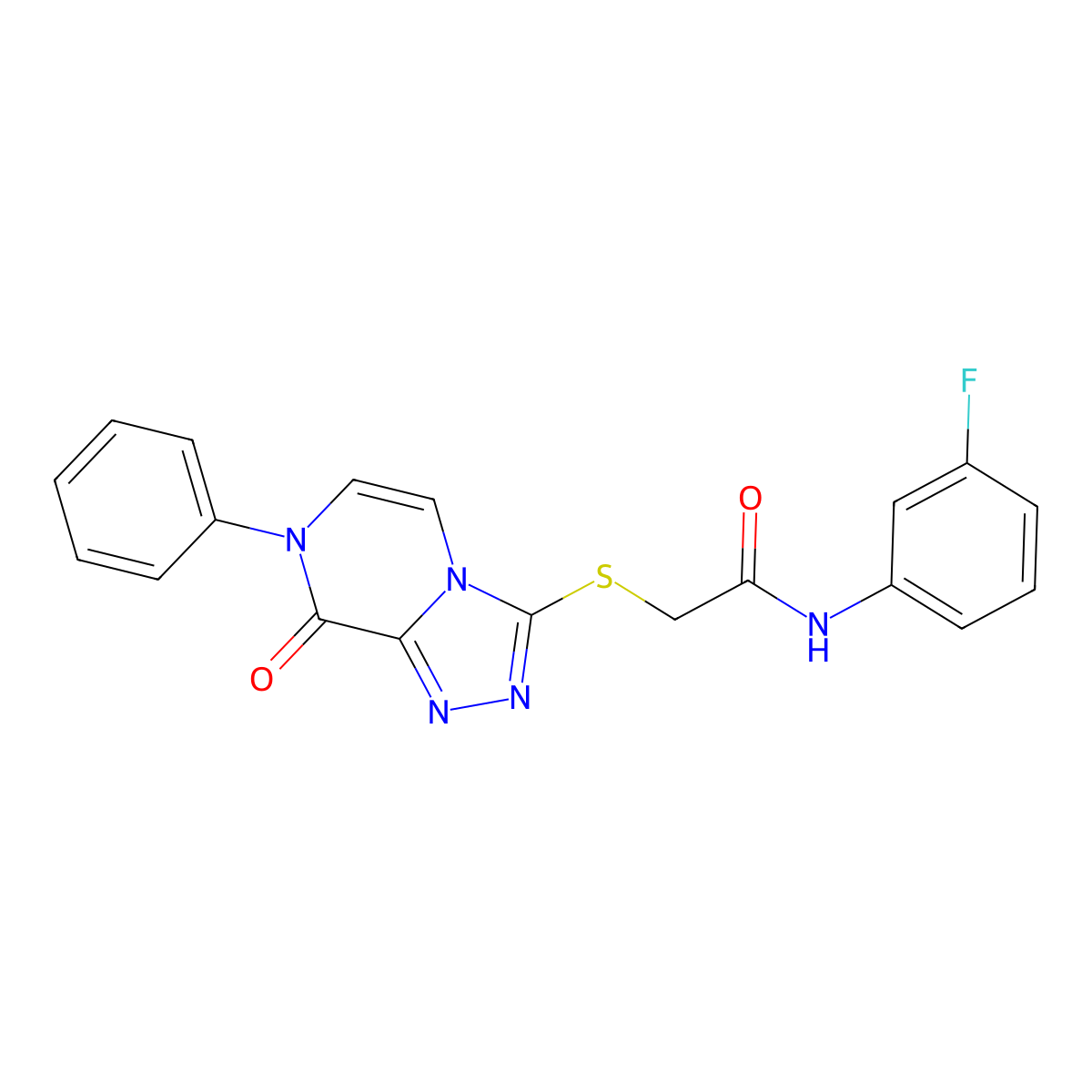 N-(3-fluorophenyl)-2-((8-oxo-7-phenyl-7,8-dihydro-[1,2,4]triazolo[4,3-a]pyrazin-3-yl)thio)acetamide molecular structure, CAS 1242857-38-0