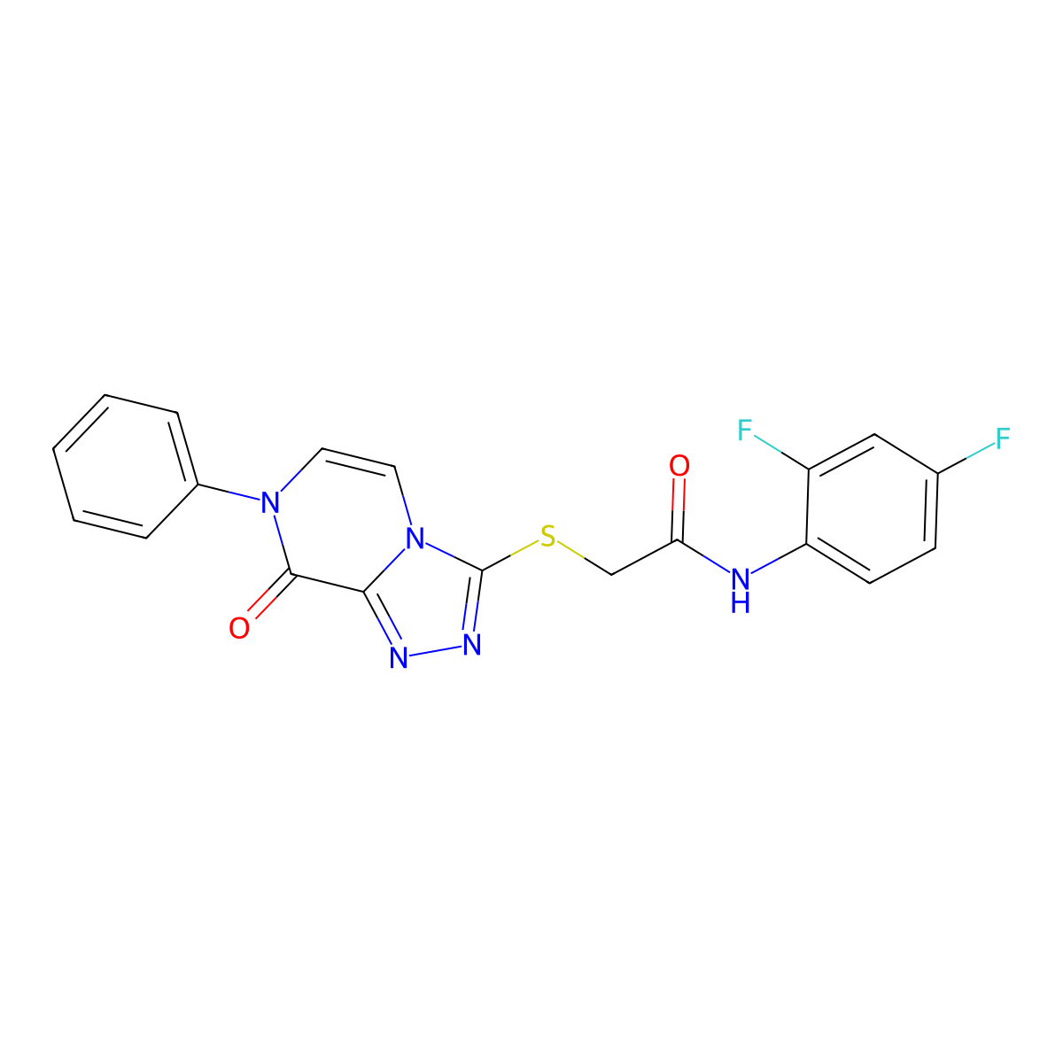 N-(2,4-difluorophenyl)-2-((8-oxo-7-phenyl-7,8-dihydro-[1,2,4]triazolo[4,3-a]pyrazin-3-yl)thio)acetamide molecular structure, CAS 1242858-01-0