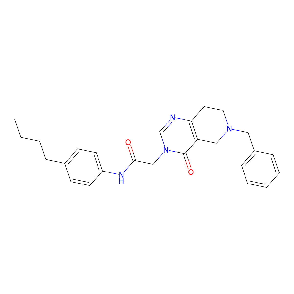 2-{6-benzyl-4-oxo-3H,4H,5H,6H,7H,8H-pyrido[4,3-d]pyrimidin-3-yl}-N-(4-butylphenyl)acetamide molecular structure, CAS 1242858-08-7
