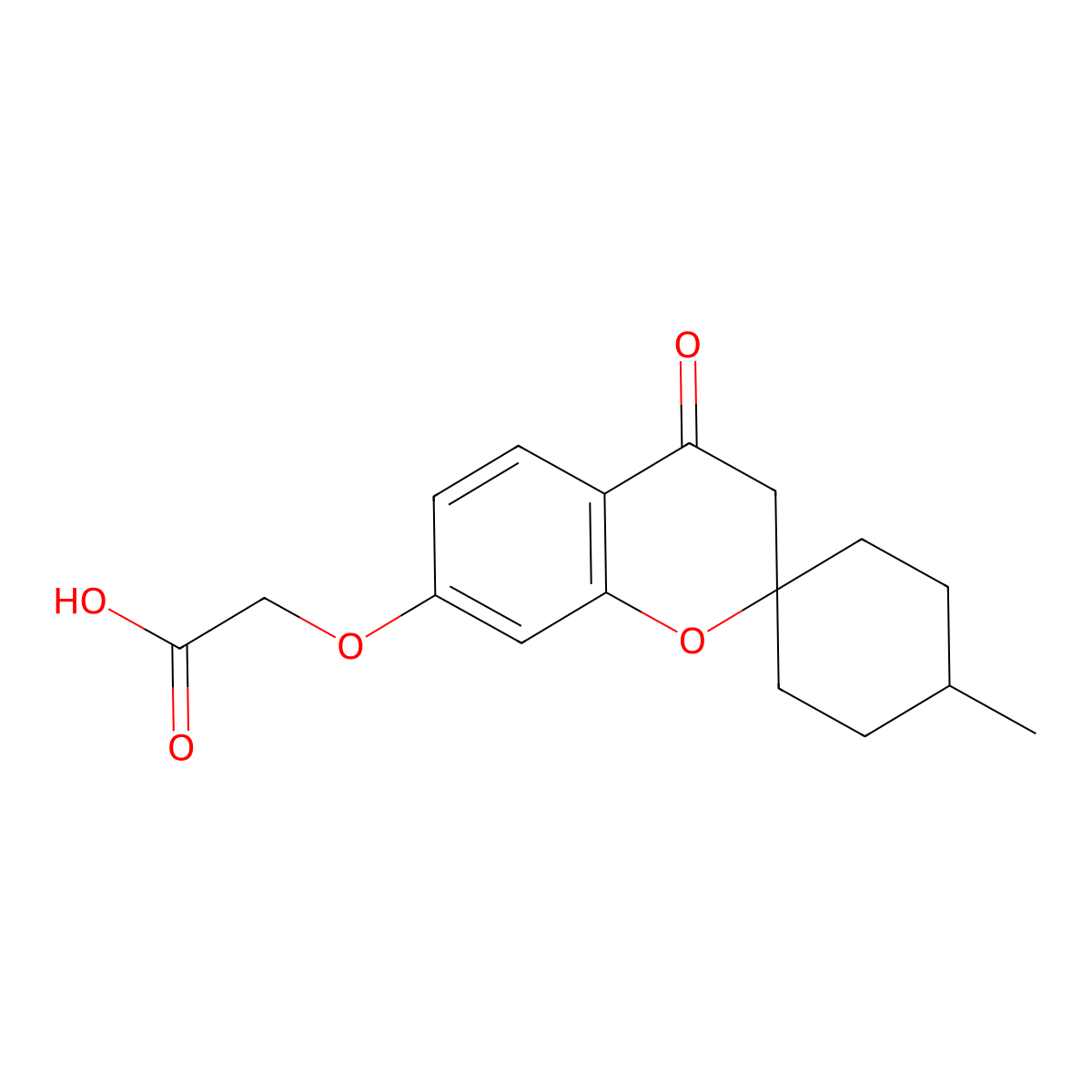 2-{4'-Methyl-4-oxo-3,4-dihydrospiro[1-benzopyran-2,1'-cyclohexan]-7-yloxy}acetic acid molecular structure, CAS 1242858-92-9