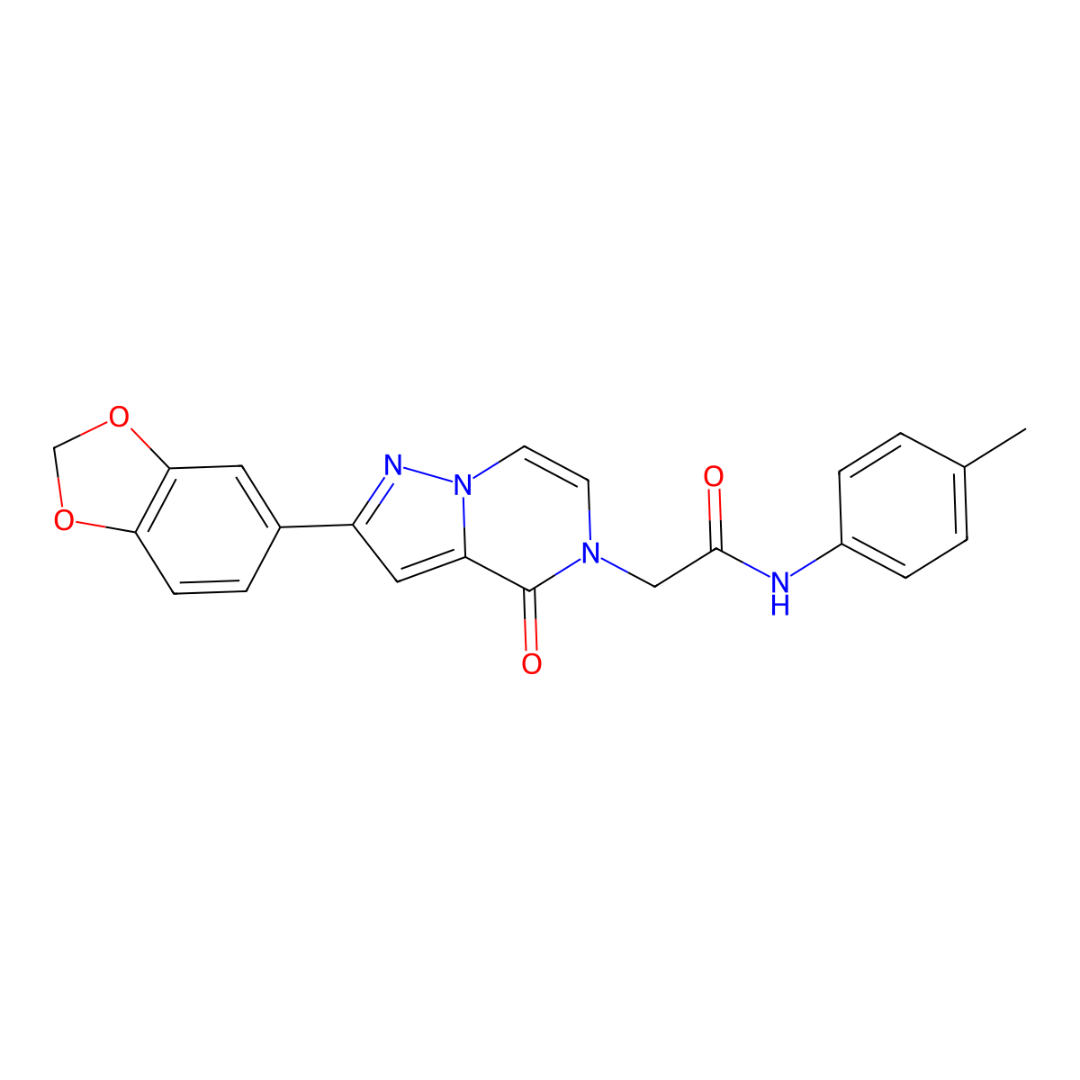 2-[2-(1,3-benzodioxol-5-yl)-4-oxopyrazolo[1,5-a]pyrazin-5(4H)-yl]-N-(4-methylphenyl)acetamide molecular structure, CAS 1242860-44-1