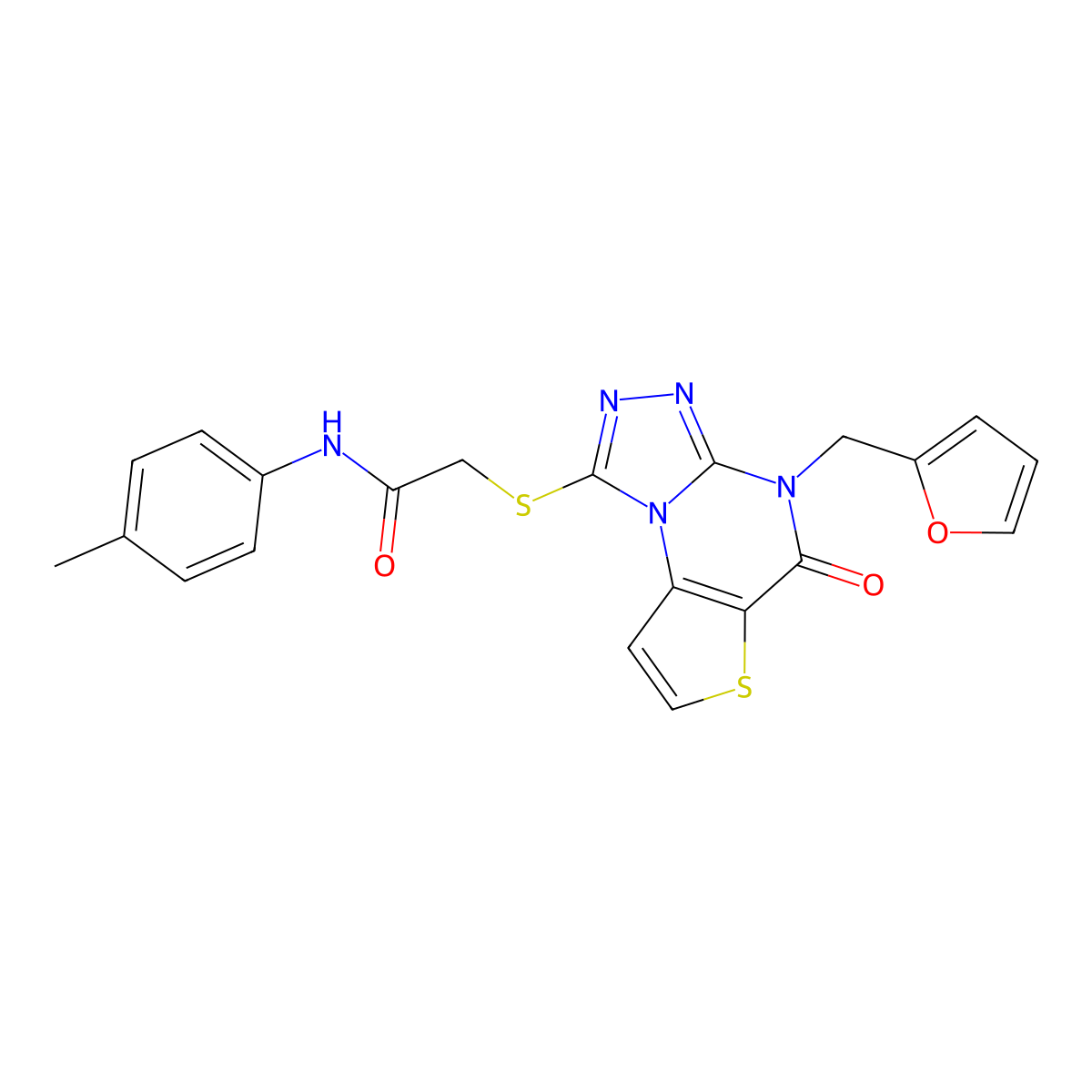2-({8-[(furan-2-yl)methyl]-7-oxo-5-thia-1,8,10,11-tetraazatricyclo[7.3.0.0^{2,6}]dodeca-2(6),3,9,11-tetraen-12-yl}sulfanyl)-N-(4-methylphenyl)acetamide molecular structure, CAS 1242861-05-7