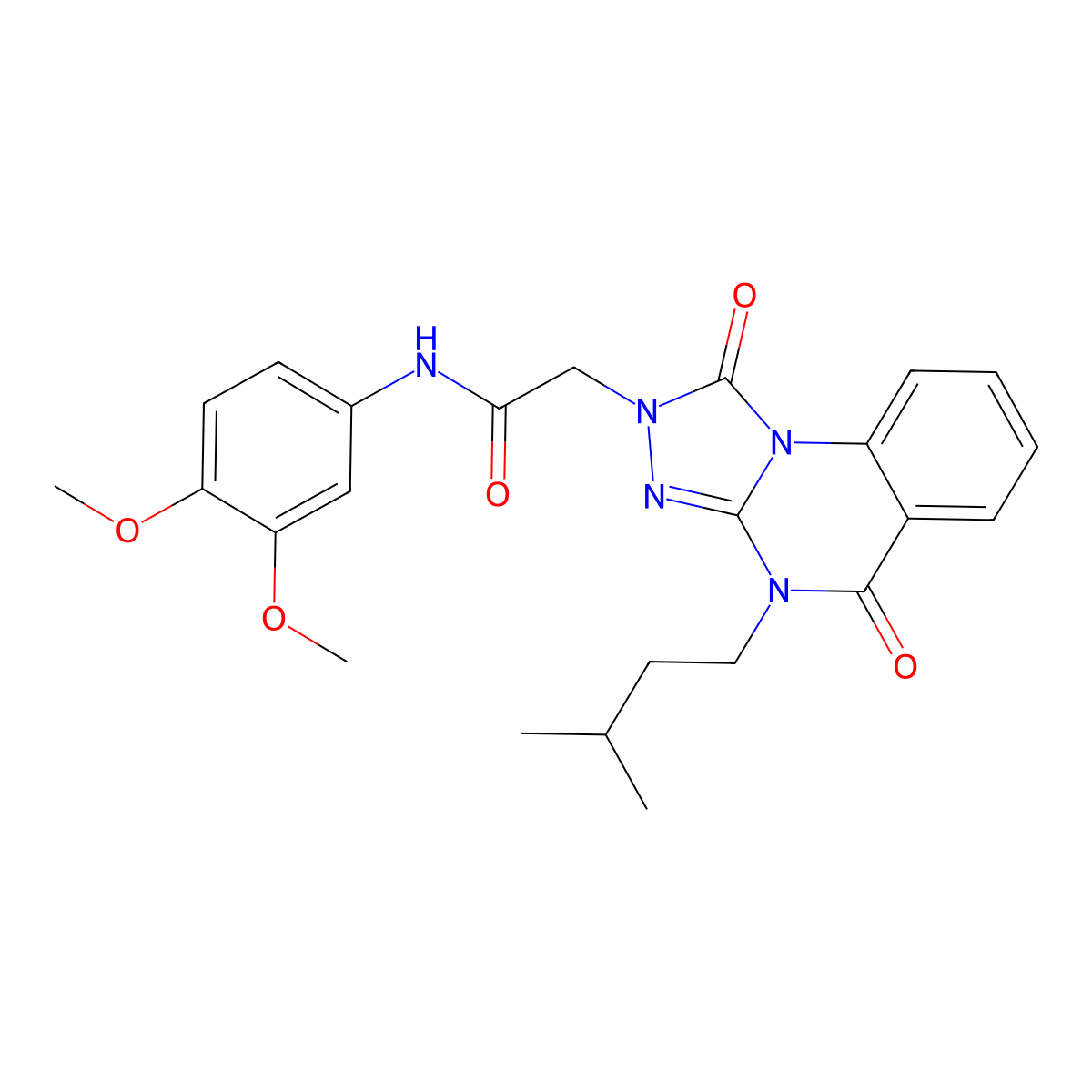 N-(3,4-dimethoxyphenyl)-2-(4-isopentyl-1,5-dioxo-4,5-dihydro-[1,2,4]triazolo[4,3-a]quinazolin-2(1H)-yl)acetamide molecular structure, CAS 1242861-58-0