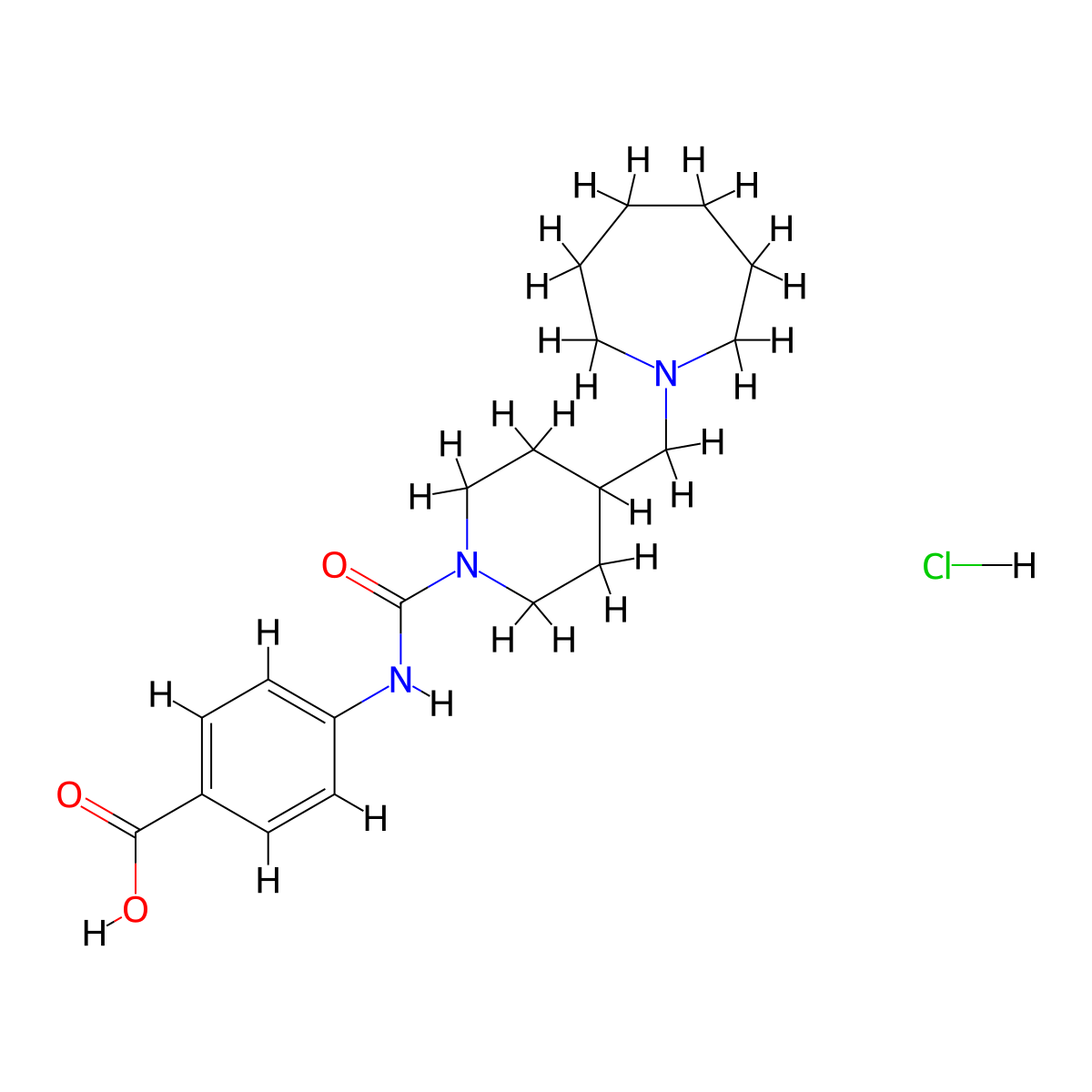 4-({[4-(Azepan-1-ylmethyl)piperidin-1-yl]carbonyl}-amino)benzoic acid hydrochloride molecular structure, CAS 1242862-26-5