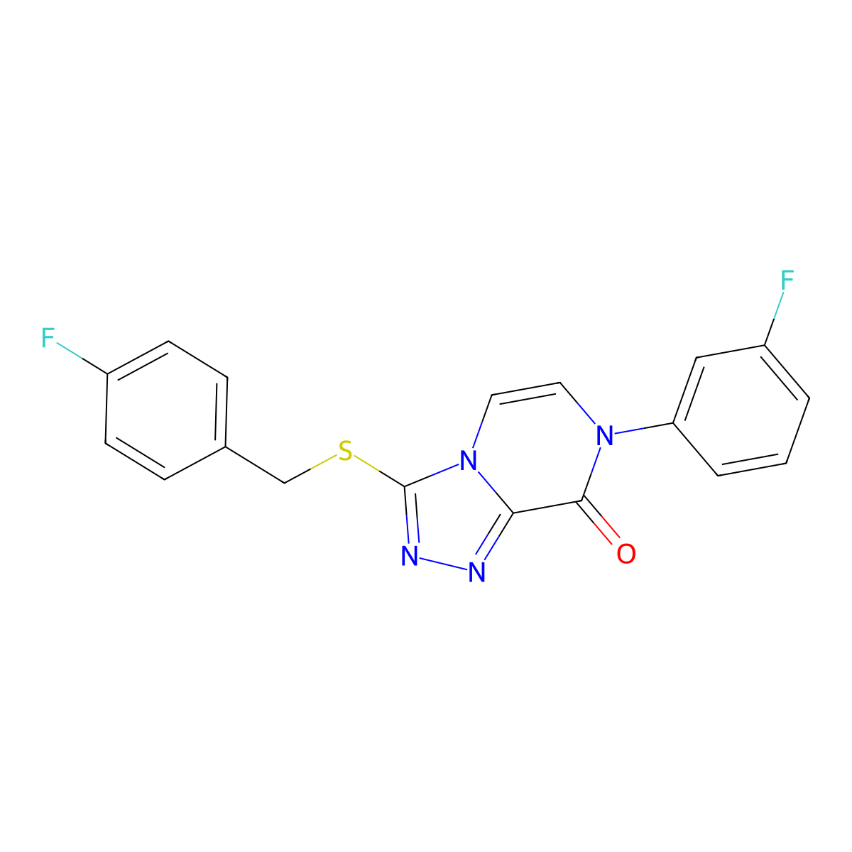 7-(3-fluorophenyl)-3-{[(4-fluorophenyl)methyl]sulfanyl}-7H,8H-[1,2,4]triazolo[4,3-a]pyrazin-8-one molecular structure, CAS 1242863-12-2