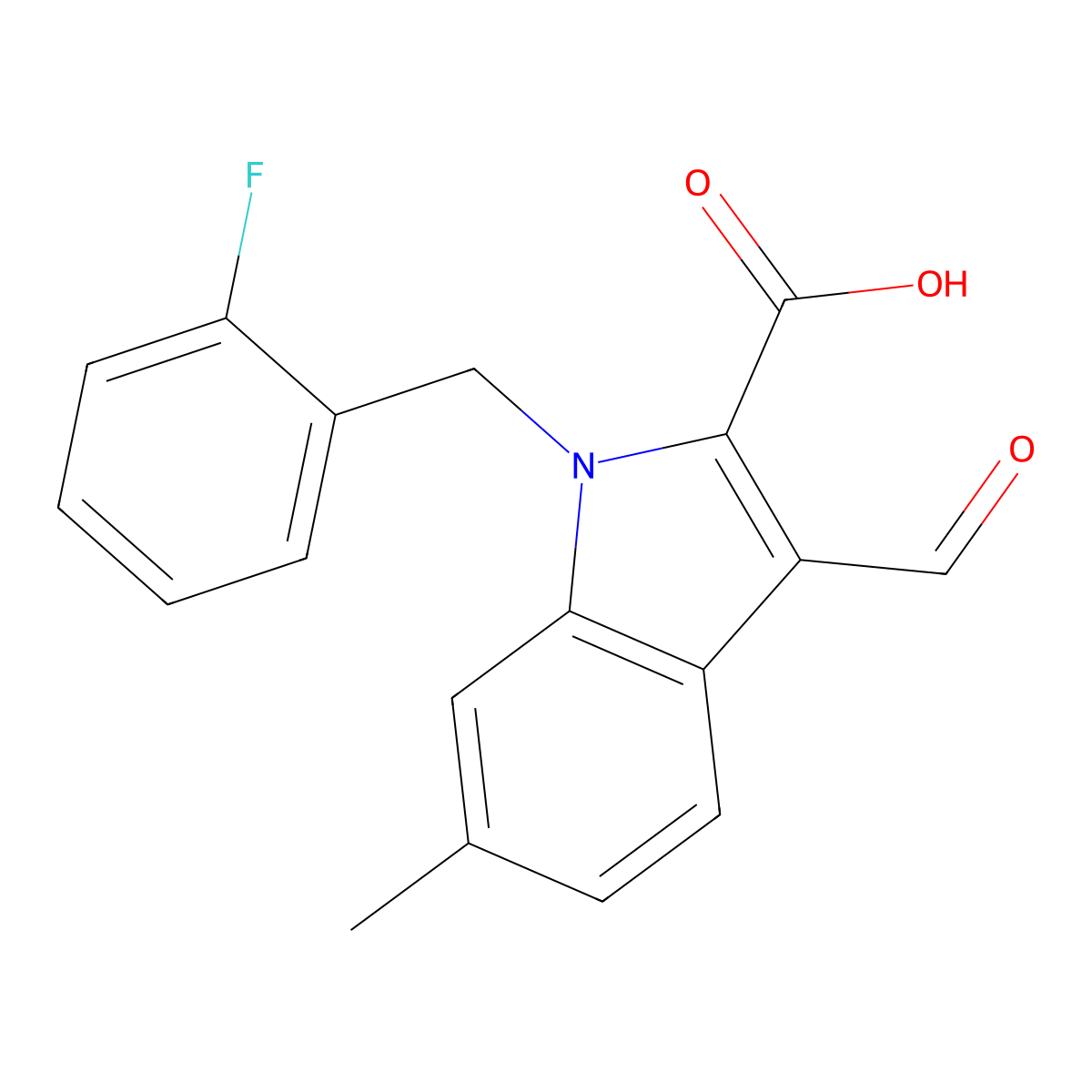 1-(2-Fluorobenzyl)-3-formyl-6-methyl-1H-indole-2-carboxylic acid molecular structure, CAS 1242866-08-5