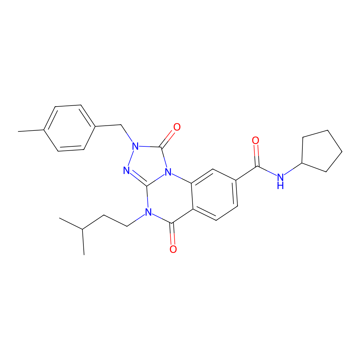 N-cyclopentyl-4-isopentyl-2-(4-methylbenzyl)-1,5-dioxo-1,2,4,5-tetrahydro-[1,2,4]triazolo[4,3-a]quinazoline-8-carboxamide molecular structure, CAS 1242866-31-4