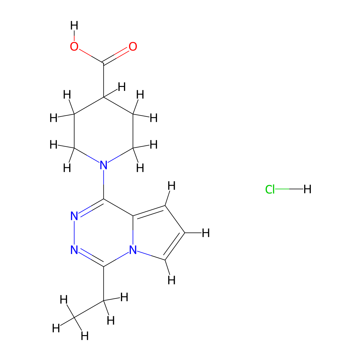 1-(4-Ethylpyrrolo[1,2-d][1,2,4]triazin-1-yl)piperidine-4-carboxylic acid hydrochloride molecular structure, CAS 1242866-39-2