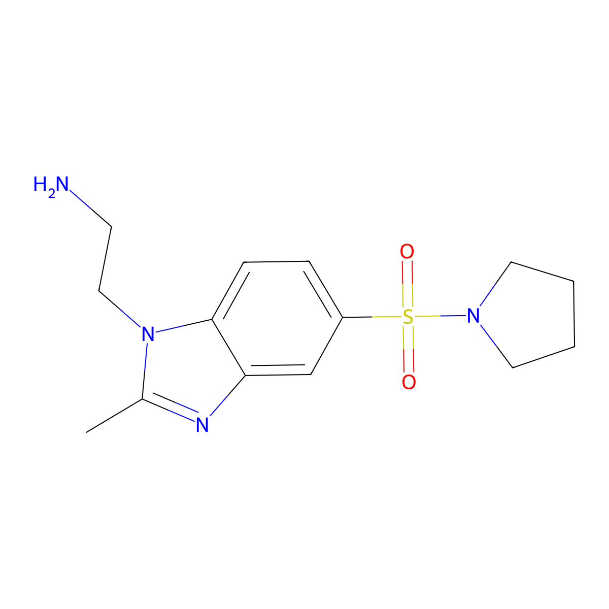 {2-[2-Methyl-5-(pyrrolidin-1-ylsulfonyl)-1H-benzimidazol-1-yl]ethyl}amine molecular structure, CAS 1242866-48-3