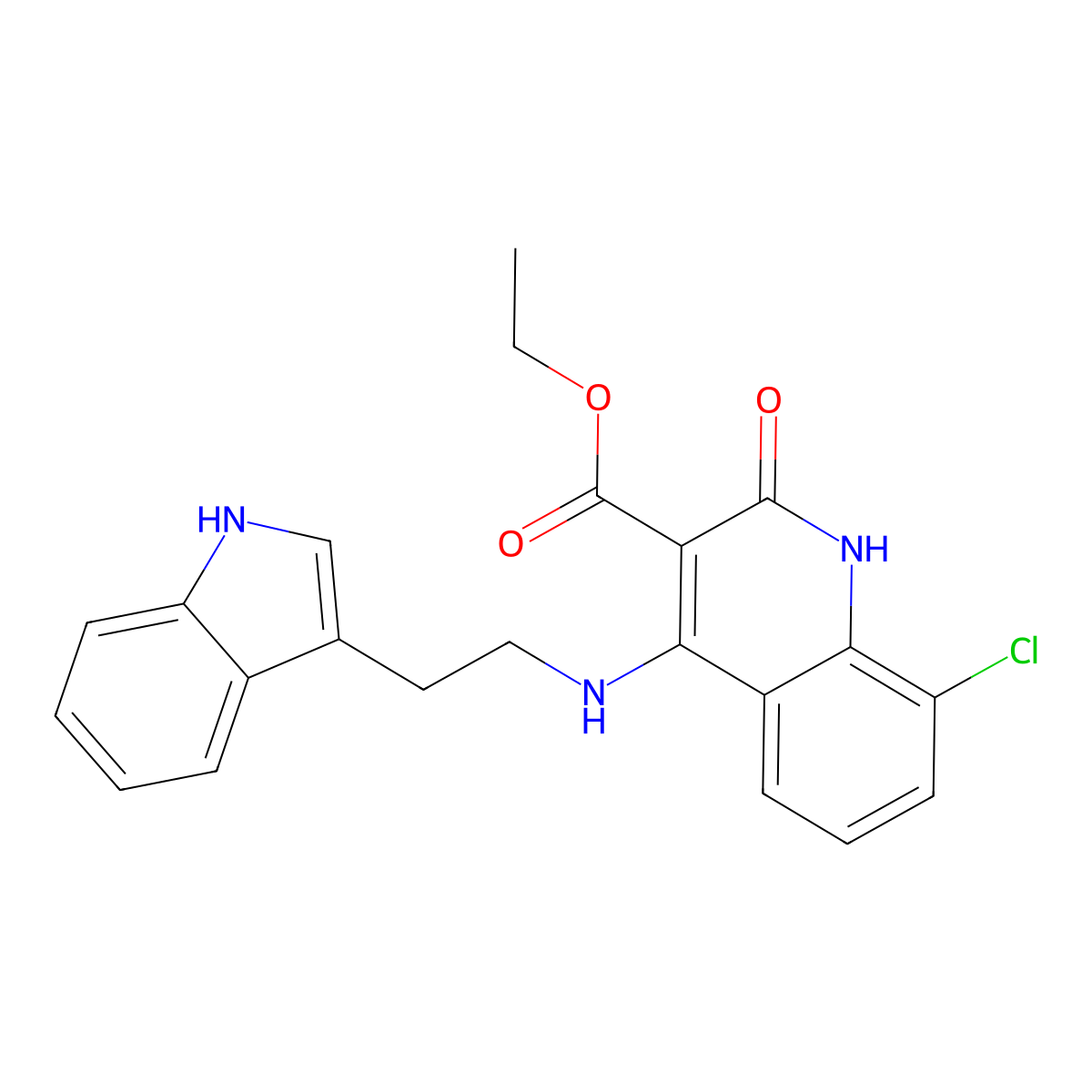 ethyl 4-((2-(1H-indol-3-yl)ethyl)amino)-8-chloro-2-oxo-1,2-dihydroquinoline-3-carboxylate molecular structure, CAS 1242867-12-4