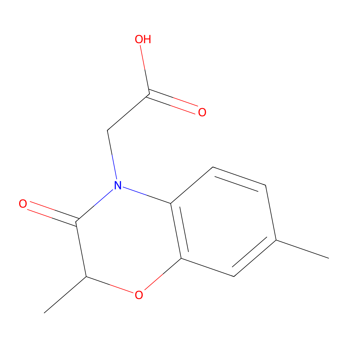 (2,7-Dimethyl-3-oxo-2,3-dihydro-4H-1,4-benzoxazin-4-yl)acetic acid molecular structure, CAS 1242867-26-0