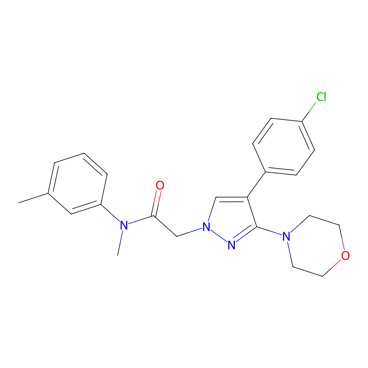 2-(4-(4-chlorophenyl)-3-morpholino-1H-pyrazol-1-yl)-N-methyl-N-(m-tolyl)acetamide molecular structure, CAS 1242868-24-1