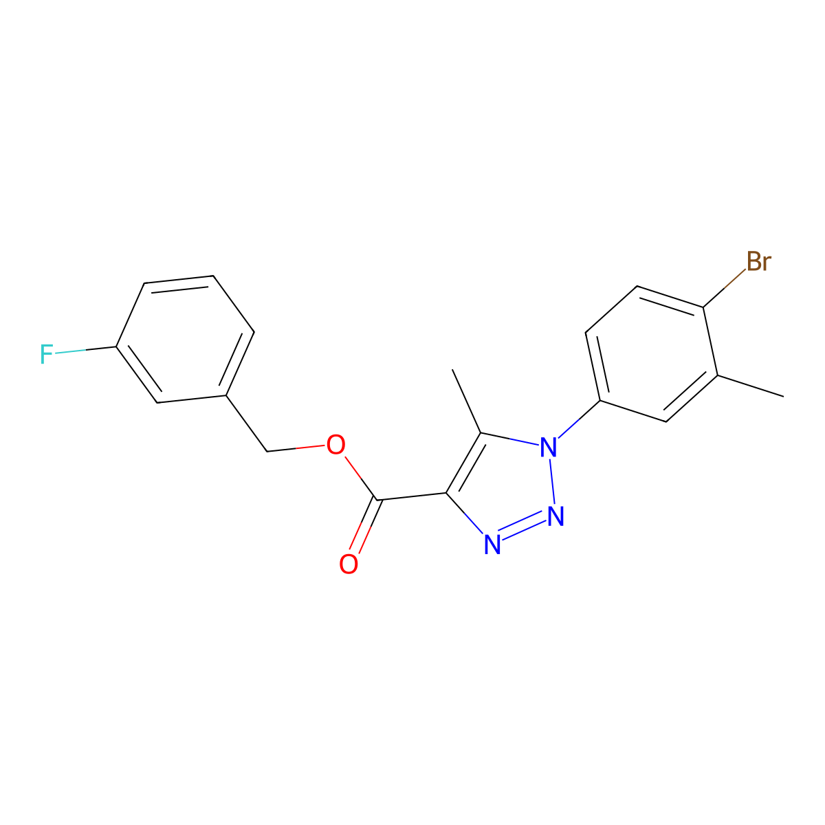 3-fluorobenzyl 1-(4-bromo-3-methylphenyl)-5-methyl-1H-1,2,3-triazole-4-carboxylate molecular structure, CAS 1242868-51-4