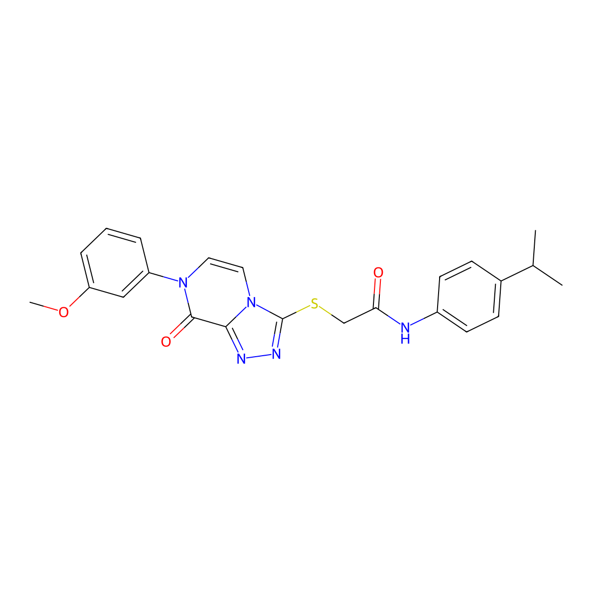 2-{[7-(3-methoxyphenyl)-8-oxo-7H,8H-[1,2,4]triazolo[4,3-a]pyrazin-3-yl]sulfanyl}-N-[4-(propan-2-yl)phenyl]acetamide molecular structure, CAS 1242869-21-1