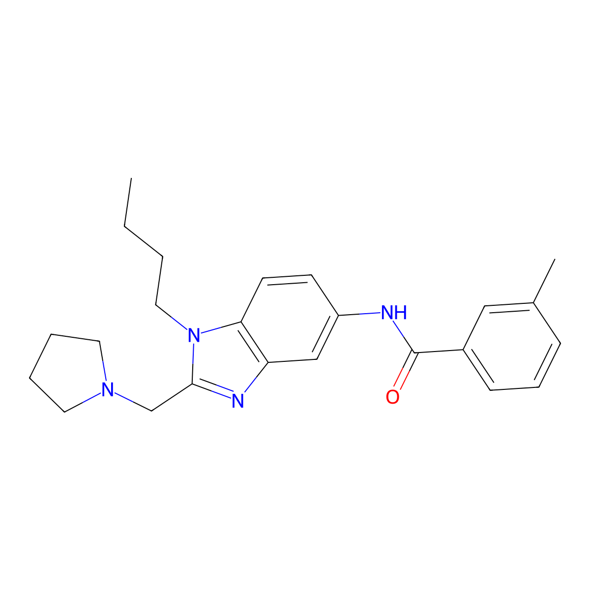 N-[1-butyl-2-(pyrrolidin-1-ylmethyl)-1H-benzimidazol-5-yl]-3-methylbenzamide molecular structure, CAS 1242870-46-7