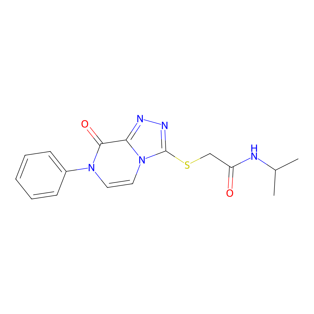 2-({8-oxo-7-phenyl-7H,8H-[1,2,4]triazolo[4,3-a]pyrazin-3-yl}sulfanyl)-N-(propan-2-yl)acetamide molecular structure, CAS 1242871-07-3