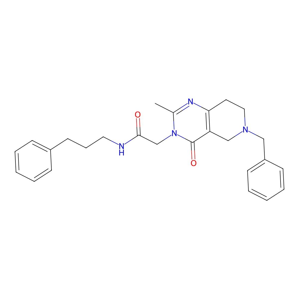 2-{6-benzyl-2-methyl-4-oxo-3H,4H,5H,6H,7H,8H-pyrido[4,3-d]pyrimidin-3-yl}-N-(3-phenylpropyl)acetamide molecular structure, CAS 1242872-51-0