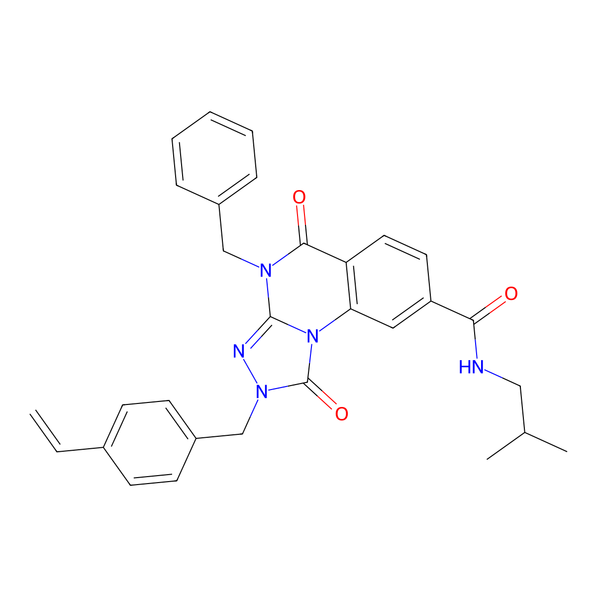 4-benzyl-N-isobutyl-1,5-dioxo-2-(4-vinylbenzyl)-1,2,4,5-tetrahydro-[1,2,4]triazolo[4,3-a]quinazoline-8-carboxamide molecular structure, CAS 1242872-75-8