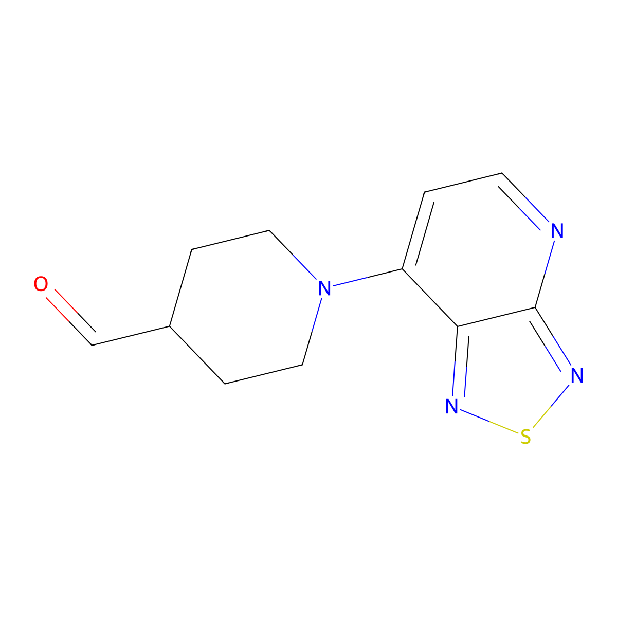 1-[1,2,5]Thiadiazolo[3,4-b]pyridin-7-ylpiperidine-4-carbaldehyde molecular structure, CAS 1242873-84-2