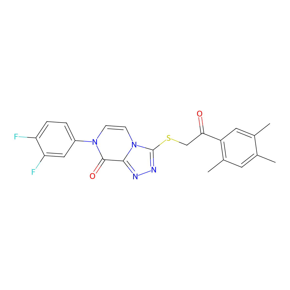 7-(3,4-difluorophenyl)-3-((2-oxo-2-(2,4,5-trimethylphenyl)ethyl)thio)-[1,2,4]triazolo[4,3-a]pyrazin-8(7H)-one molecular structure, CAS 1242873-86-4