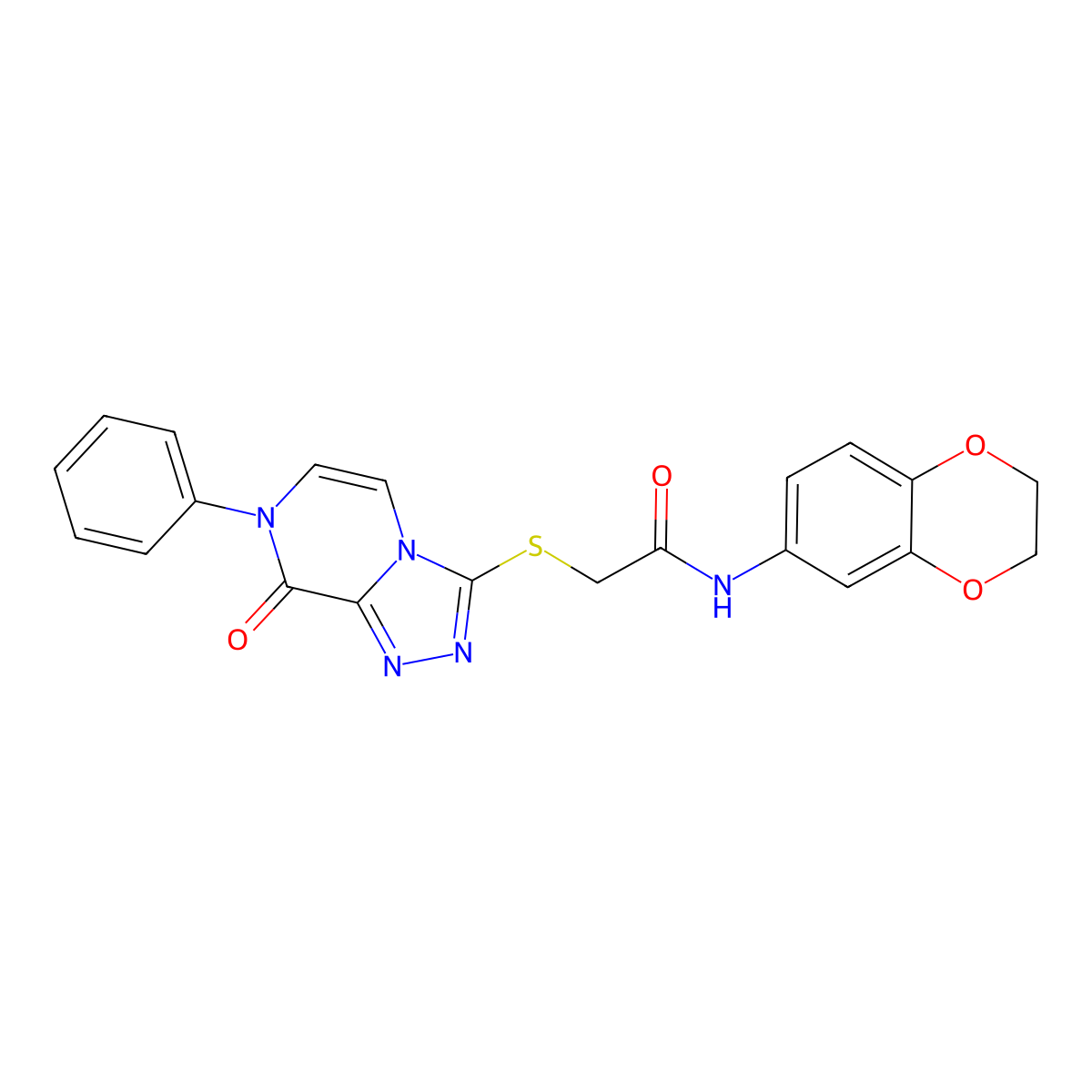N-(2,3-dihydrobenzo[b][1,4]dioxin-6-yl)-2-((8-oxo-7-phenyl-7,8-dihydro-[1,2,4]triazolo[4,3-a]pyrazin-3-yl)thio)acetamide molecular structure, CAS 1242873-87-5