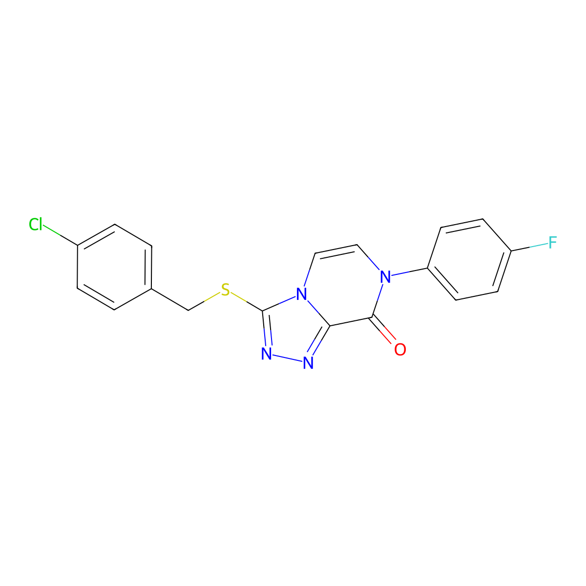 3-[(4-chlorobenzyl)thio]-7-(4-fluorophenyl)[1,2,4]triazolo[4,3-a]pyrazin-8(7H)-one molecular structure, CAS 1242874-26-5