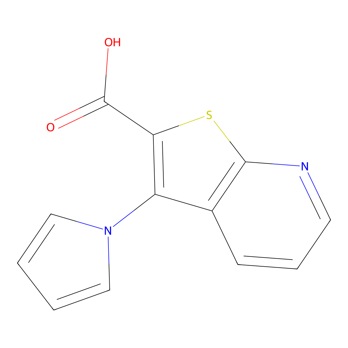 3-(1H-pyrrol-1-yl)thieno[2,3-b]pyridine-2-carboxylic acid molecular structure, CAS 1242874-27-6