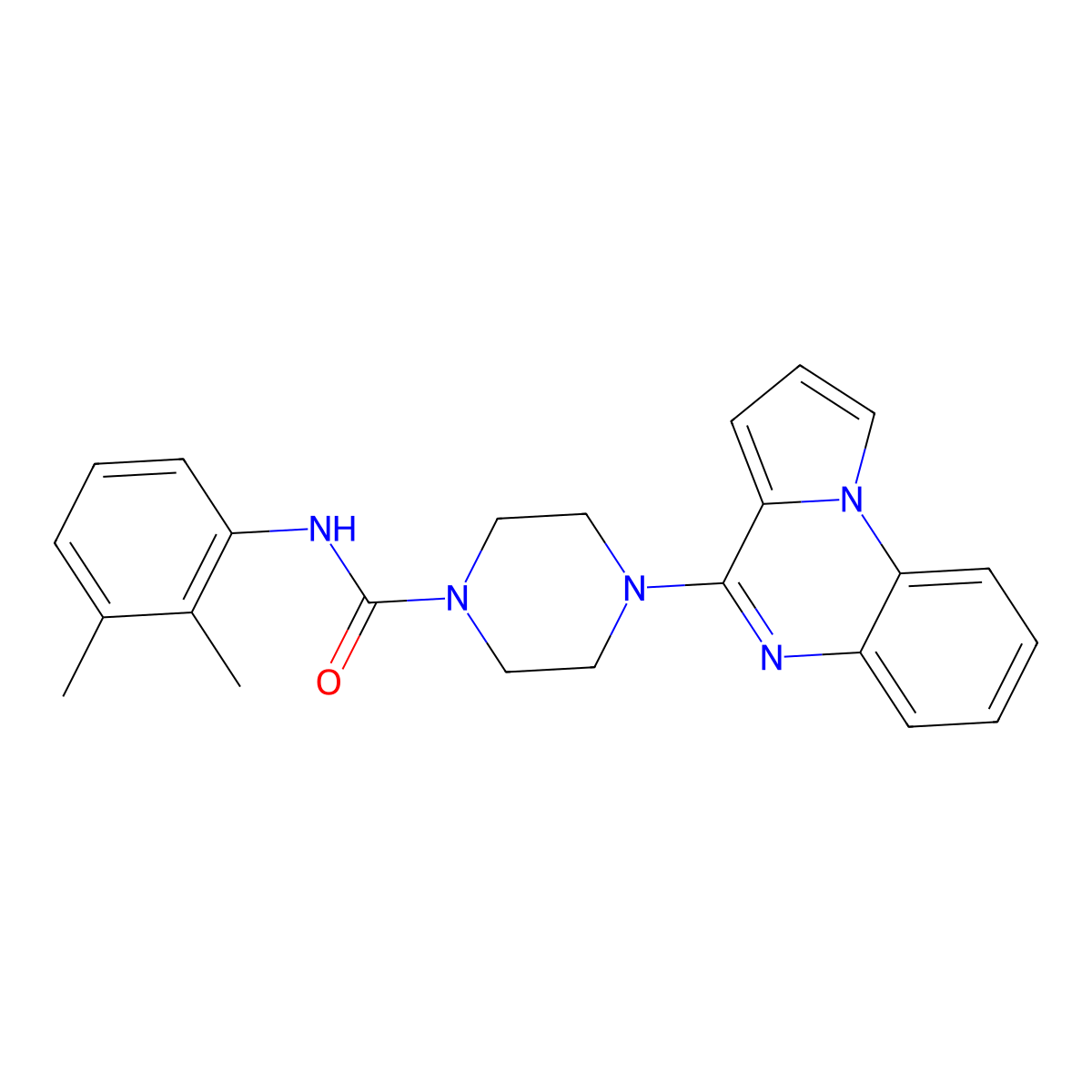 N-(2,3-dimethylphenyl)-4-pyrrolo[1,2-a]quinoxalin-4-ylpiperazine-1-carboxamide molecular structure, CAS 1242874-78-7