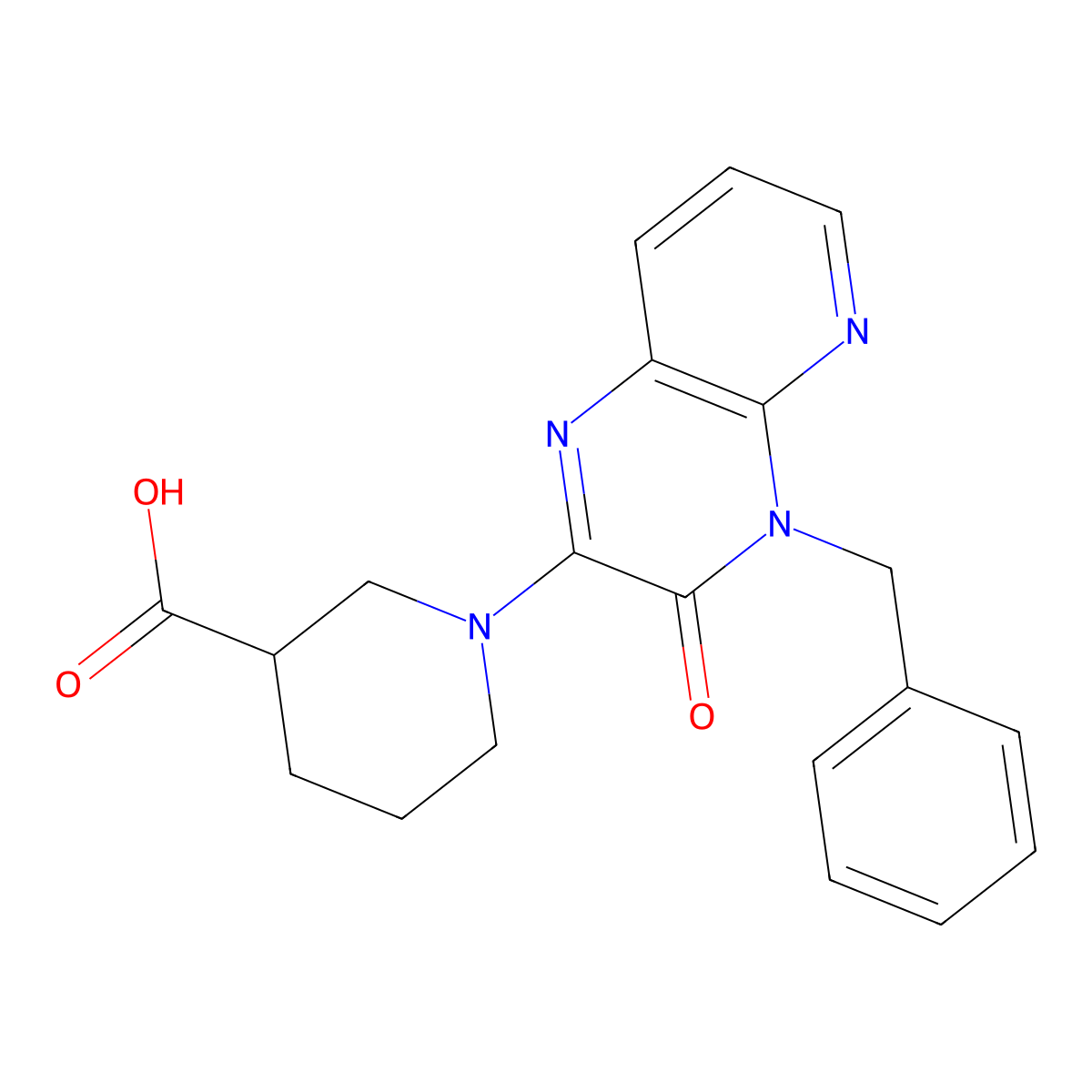 1-(4-Benzyl-3-oxo-3,4-dihydropyrido[2,3-b]pyrazin-2-yl)piperidine-3-carboxylic acid molecular structure, CAS 1242875-39-3