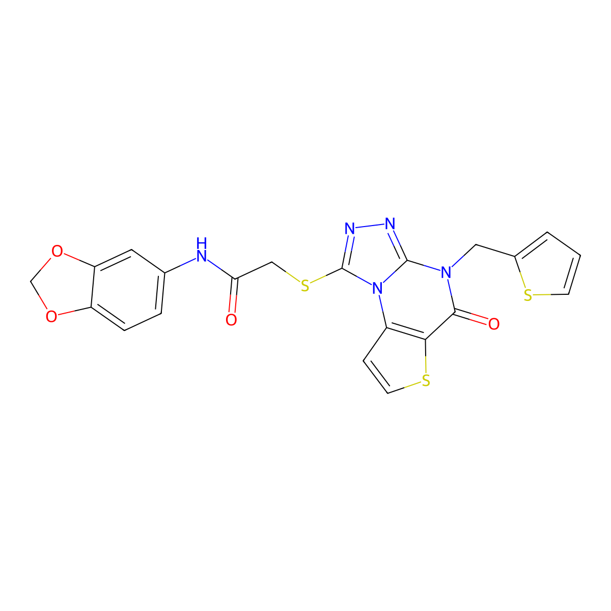 N-(2H-1,3-benzodioxol-5-yl)-2-({7-oxo-8-[(thiophen-2-yl)methyl]-5-thia-1,8,10,11-tetraazatricyclo[7.3.0.0^{2,6}]dodeca-2(6),3,9,11-tetraen-12-yl}sulfanyl)acetamide molecular structure, CAS 1242876-40-9