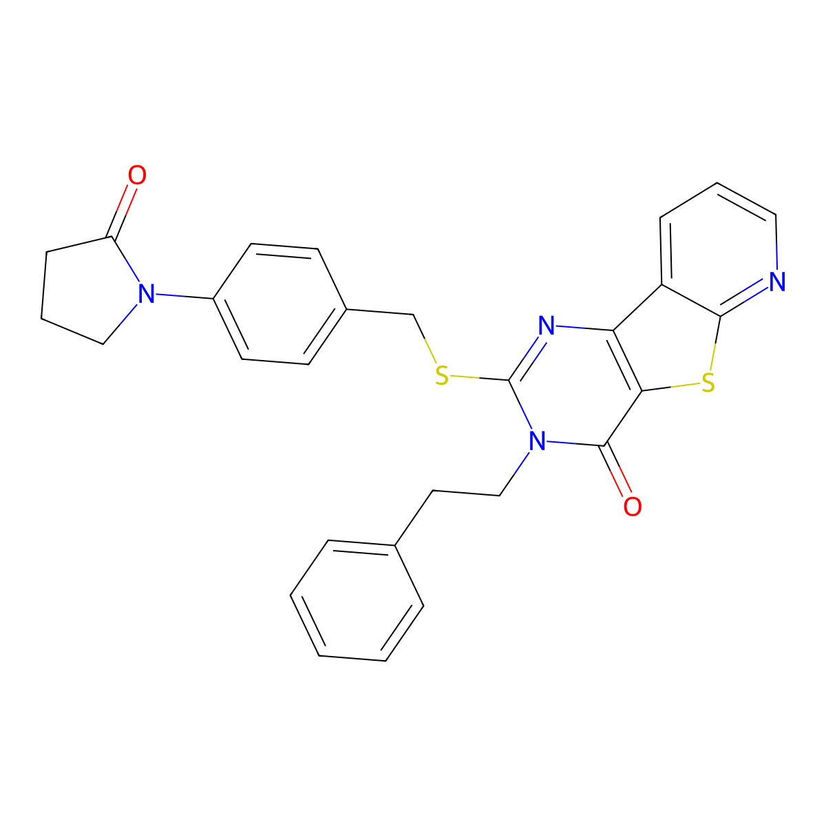 4-({[4-(2-Oxopyrrolidin-1-yl)phenyl]methyl}sulfanyl)-5-(2-phenylethyl)-8-thia-3,5,10-triazatricyclo[7.4.0.0^{2,7}]trideca-1(9),2(7),3,10,12-pentaen-6-one molecular structure, CAS 1242876-69-2