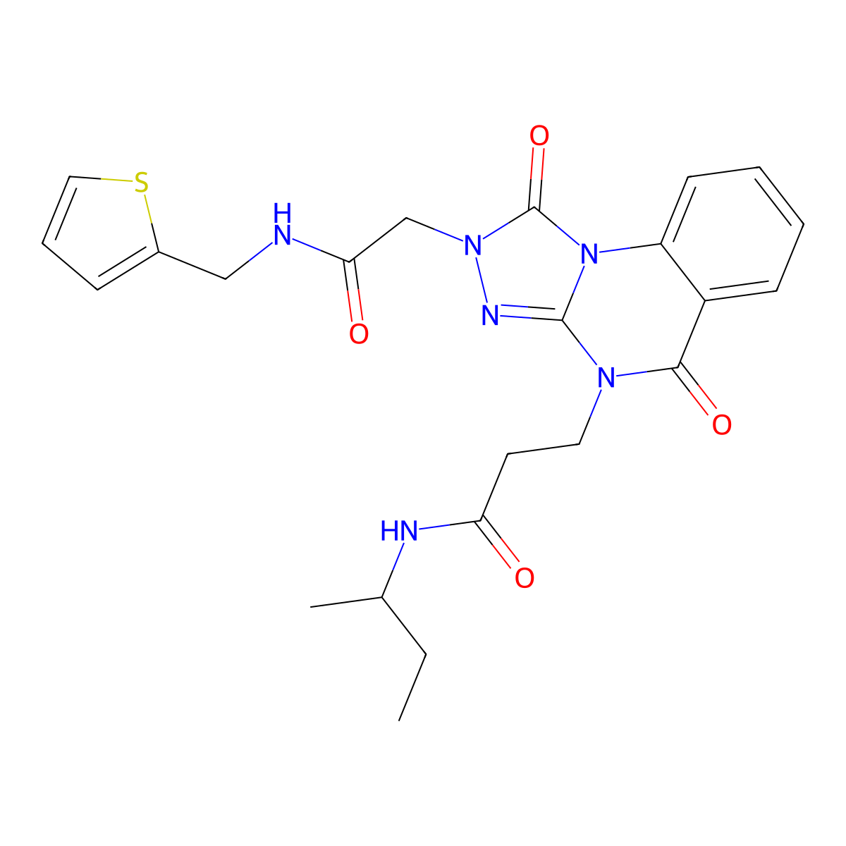 N-(butan-2-yl)-3-[1,5-dioxo-2-({[(thiophen-2-yl)methyl]carbamoyl}methyl)-1H,2H,4H,5H-[1,2,4]triazolo[4,3-a]quinazolin-4-yl]propanamide molecular structure, CAS 1242877-50-4