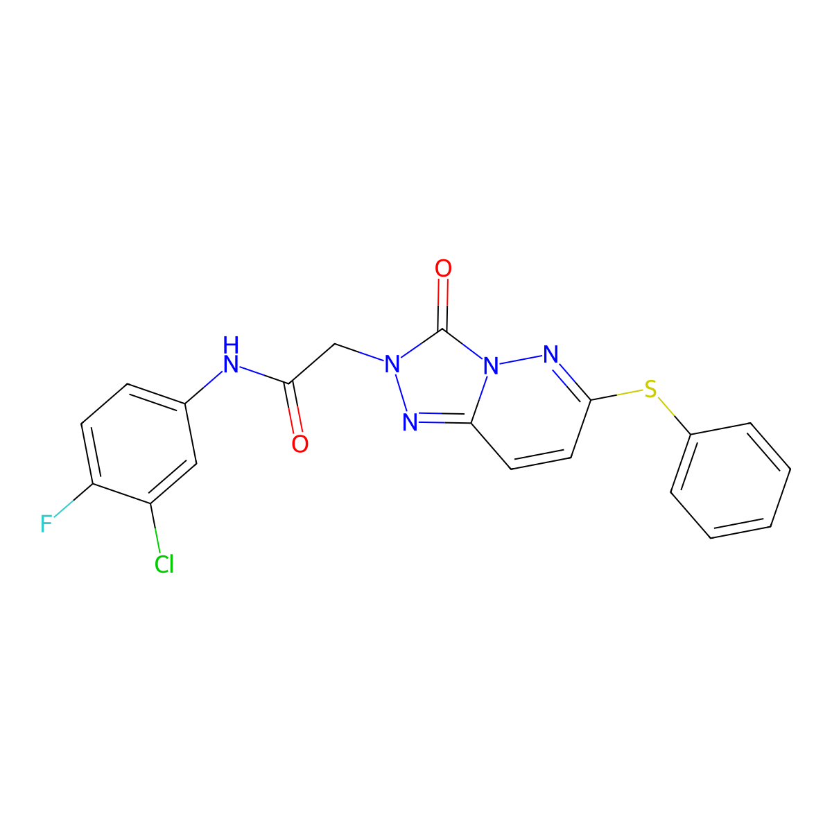 N-(3-chloro-4-fluorophenyl)-2-(3-oxo-6-(phenylthio)-[1,2,4]triazolo[4,3-b]pyridazin-2(3H)-yl)acetamide molecular structure, CAS 1242877-57-1