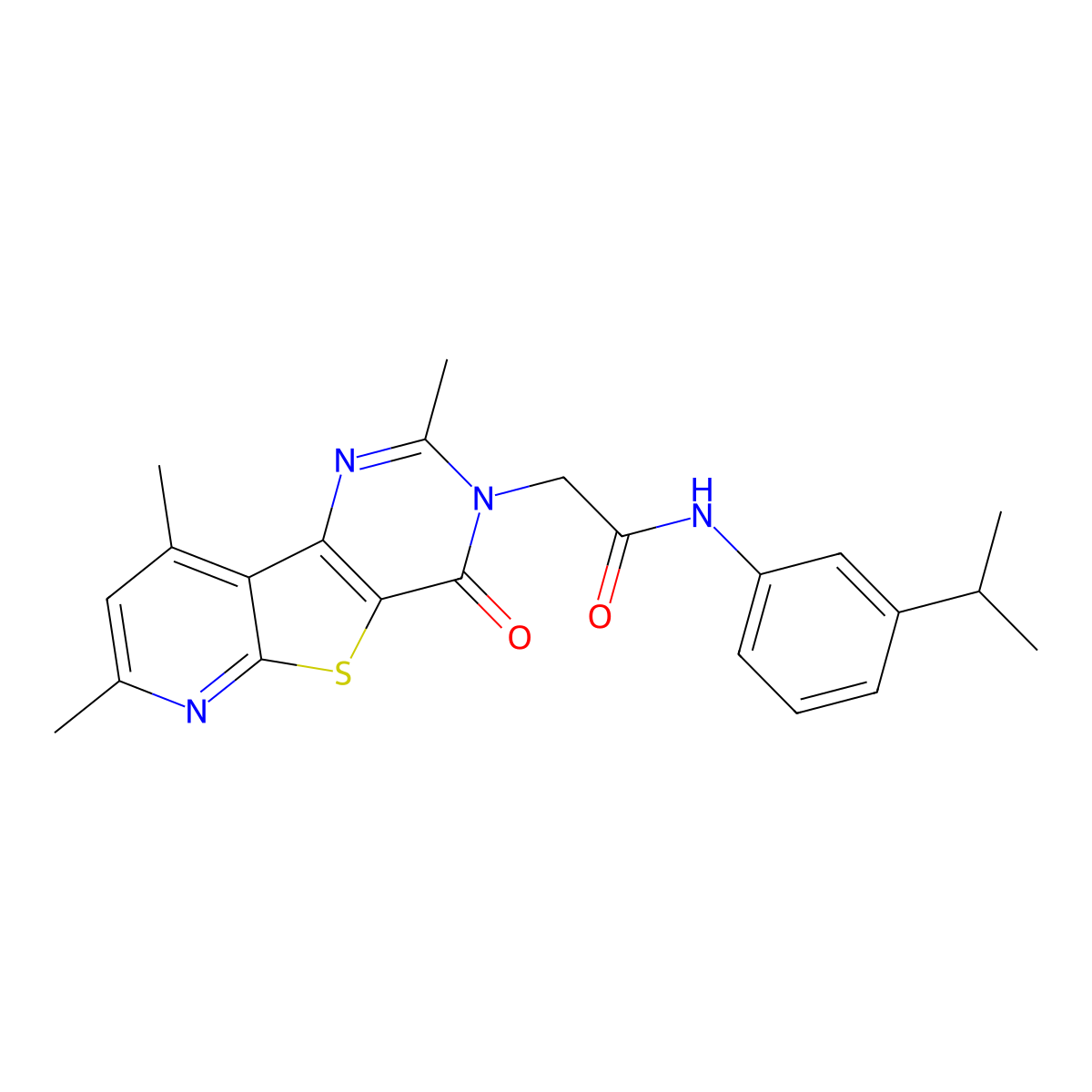 N-(3-isopropylphenyl)-2-(2,7,9-trimethyl-4-oxopyrido[3',2':4,5]thieno[3,2-d]pyrimidin-3(4H)-yl)acetamide molecular structure, CAS 1242879-12-4