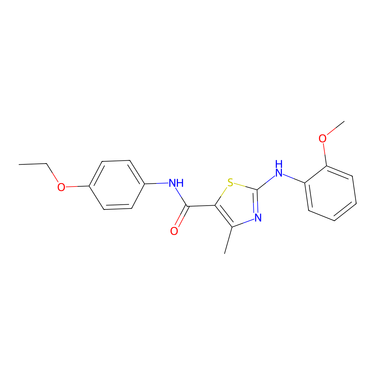 N-(4-ethoxyphenyl)-2-[(2-methoxyphenyl)amino]-4-methyl-1,3-thiazole-5-carboxamide molecular structure, CAS 1242880-72-3