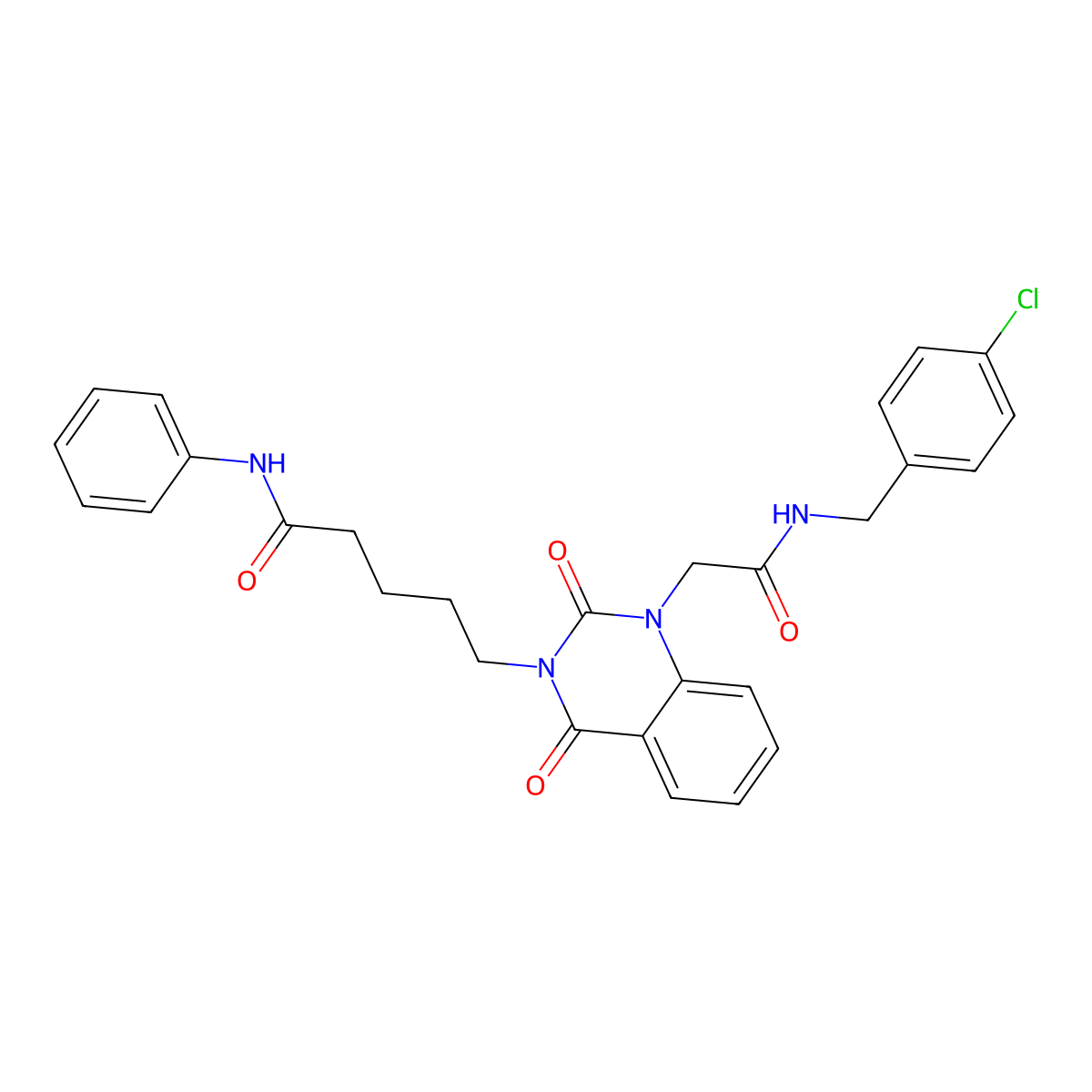 5-(1-(2-((4-chlorobenzyl)amino)-2-oxoethyl)-2,4-dioxo-1,2-dihydroquinazolin-3(4H)-yl)-N-phenylpentanamide molecular structure, CAS 1242880-75-6
