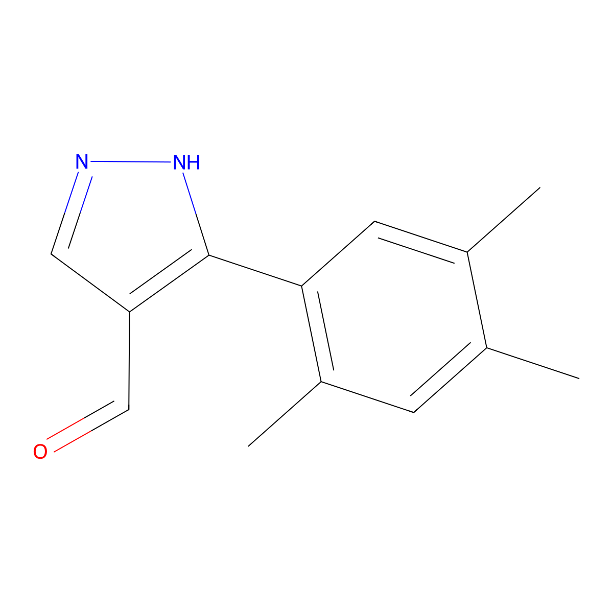 3-(2,4,5-Trimethylphenyl)-1H-pyrazole-4-carbaldehyde molecular structure, CAS 1242881-24-8