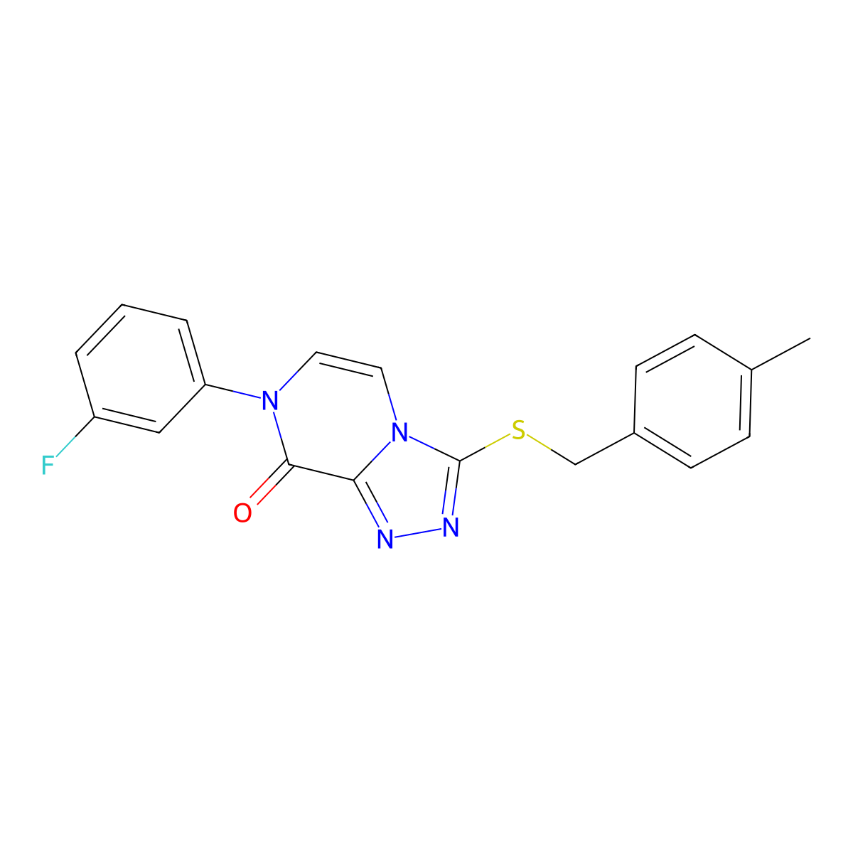 7-(3-fluorophenyl)-3-{[(4-methylphenyl)methyl]sulfanyl}-7H,8H-[1,2,4]triazolo[4,3-a]pyrazin-8-one molecular structure, CAS 1242881-35-1
