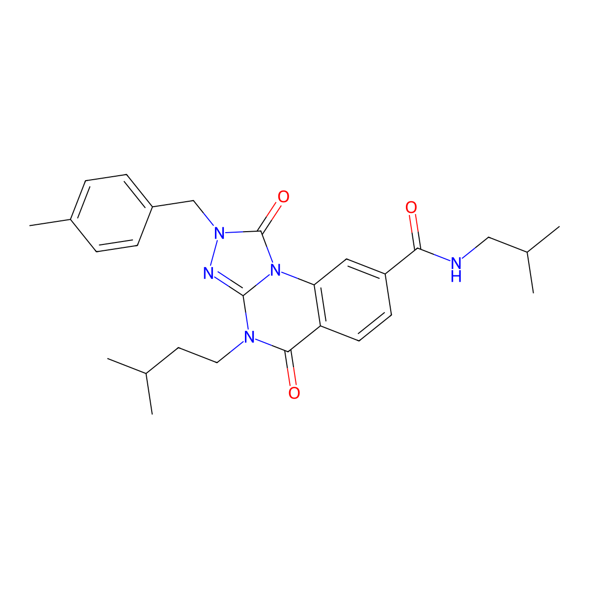 4-(3-methylbutyl)-2-[(4-methylphenyl)methyl]-N-(2-methylpropyl)-1,5-dioxo-1H,2H,4H,5H-[1,2,4]triazolo[4,3-a]quinazoline-8-carboxamide molecular structure, CAS 1242882-15-0