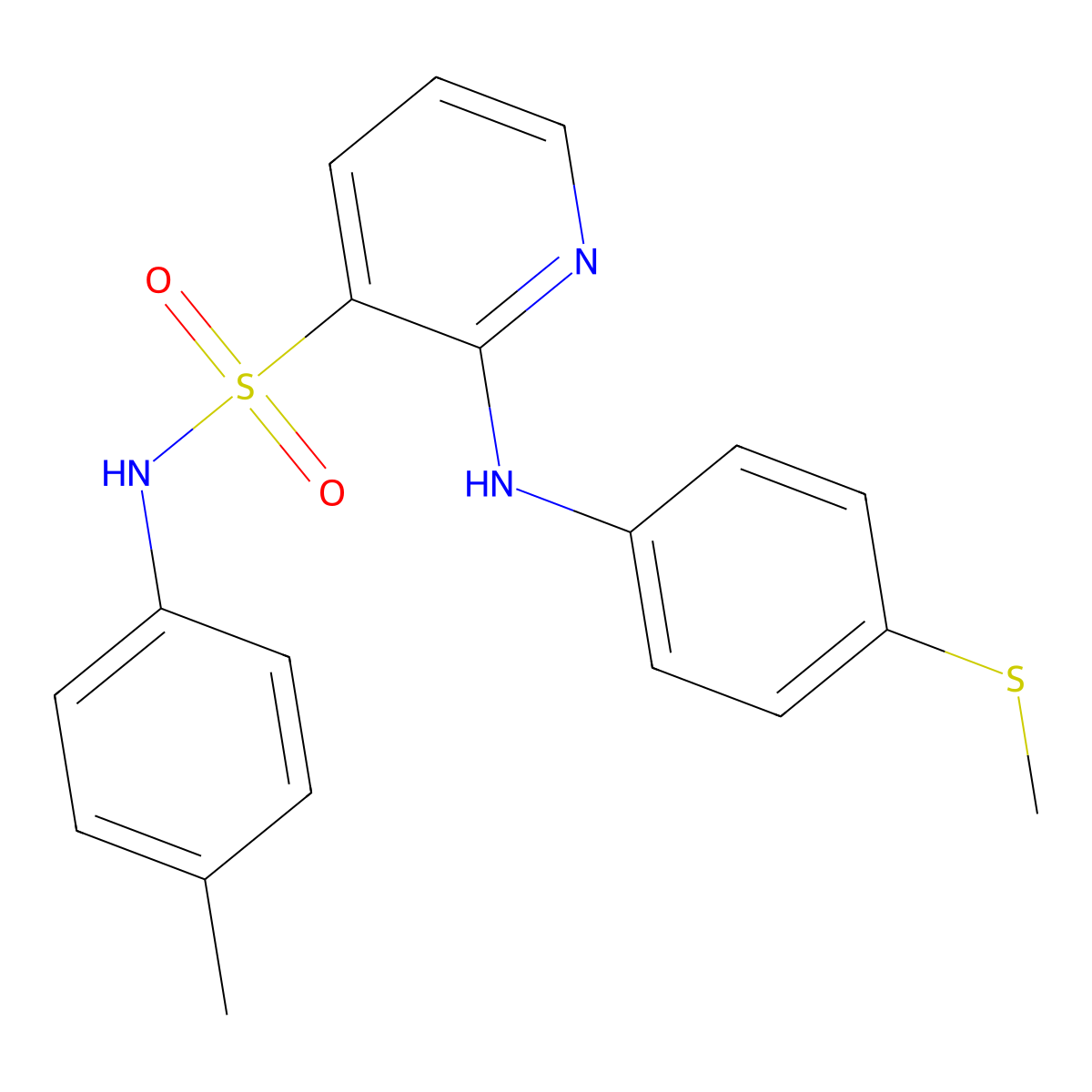 2-((4-(methylthio)phenyl)amino)-N-(p-tolyl)pyridine-3-sulfonamide molecular structure, CAS 1242882-95-6