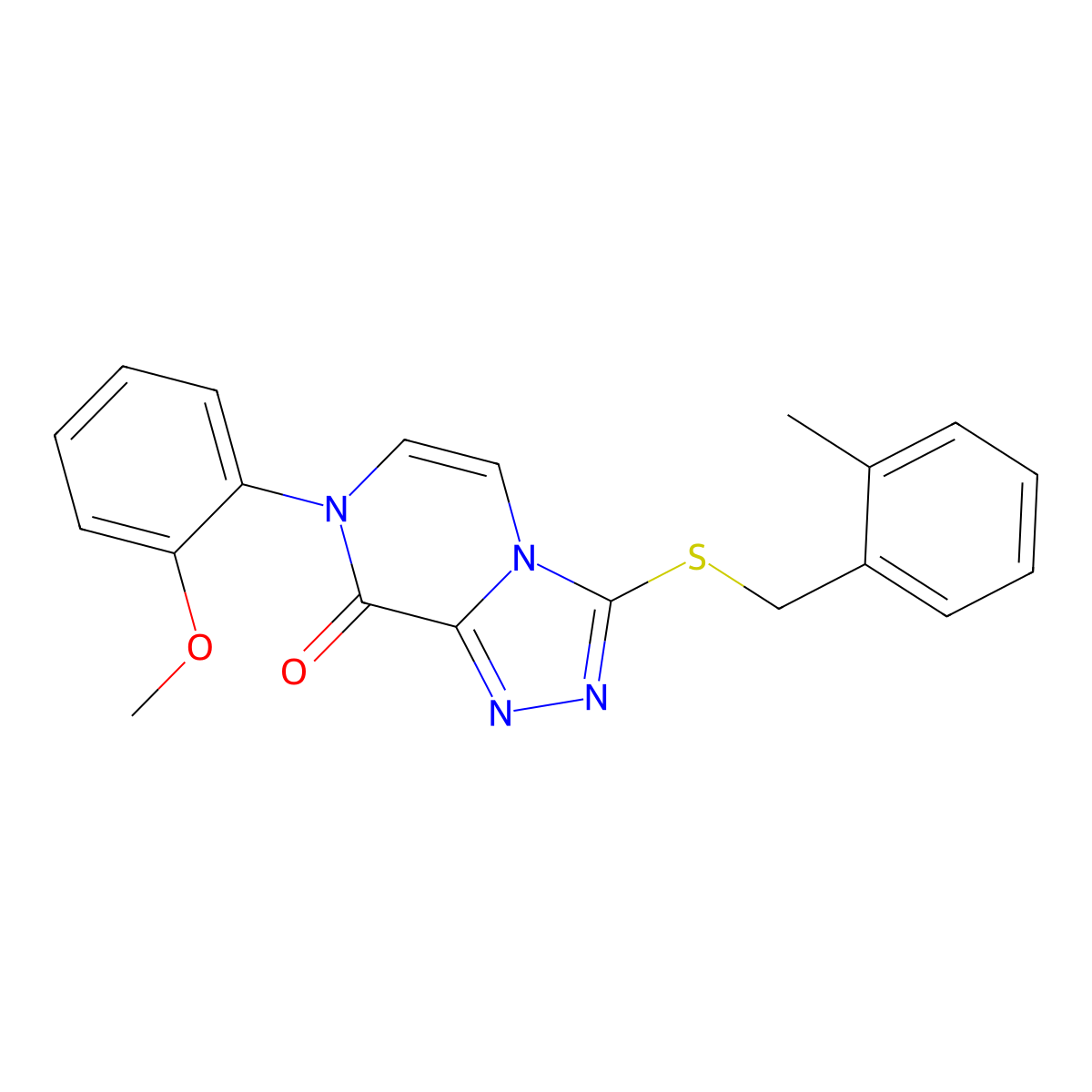 7-(2-methoxyphenyl)-3-((2-methylbenzyl)thio)-[1,2,4]triazolo[4,3-a]pyrazin-8(7H)-one molecular structure, CAS 1242882-98-9